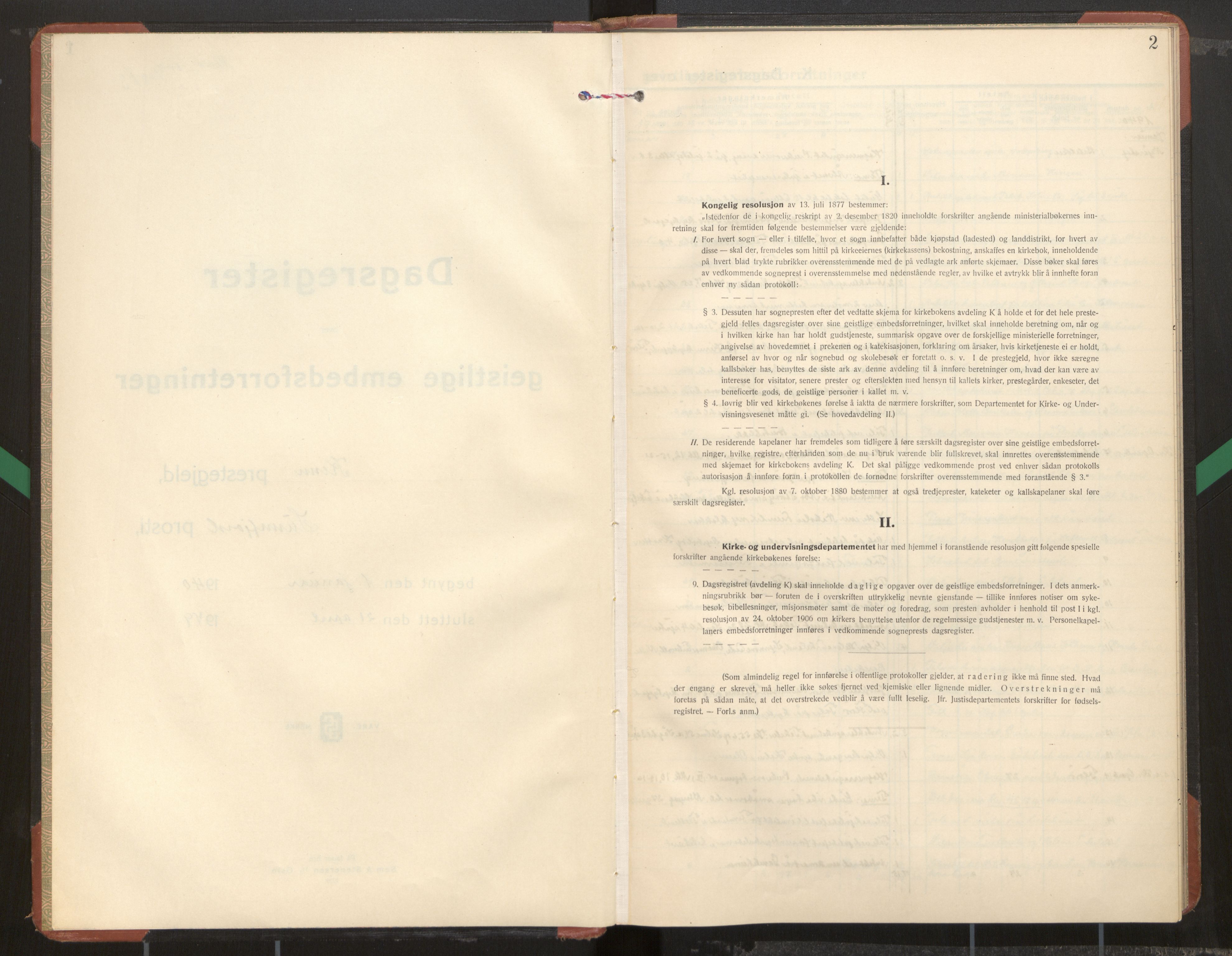 Kinn sokneprestembete, AV/SAB-A-80801/H/Haa/Haag/L0005: Diary records no. G 5, 1940-1949, p. 2