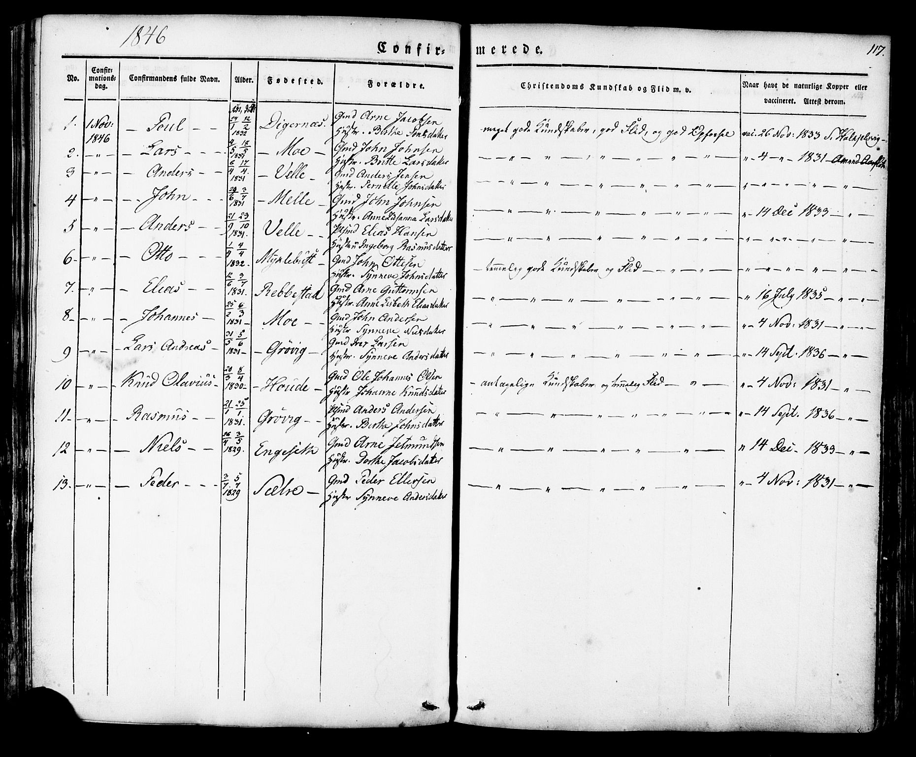 Ministerialprotokoller, klokkerbøker og fødselsregistre - Møre og Romsdal, AV/SAT-A-1454/513/L0174: Parish register (official) no. 513A01, 1831-1855, p. 117