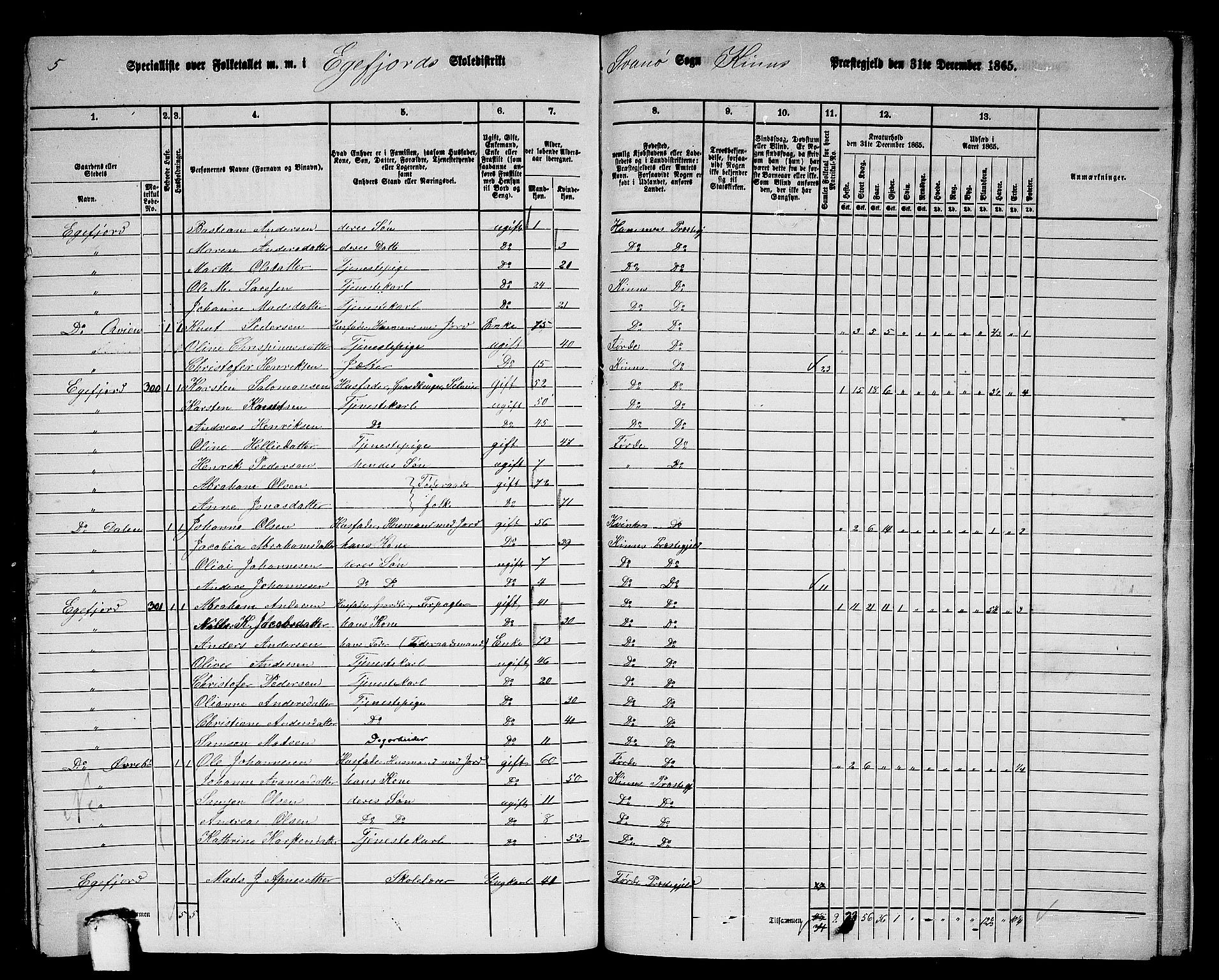 RA, 1865 census for Kinn, 1865, p. 194