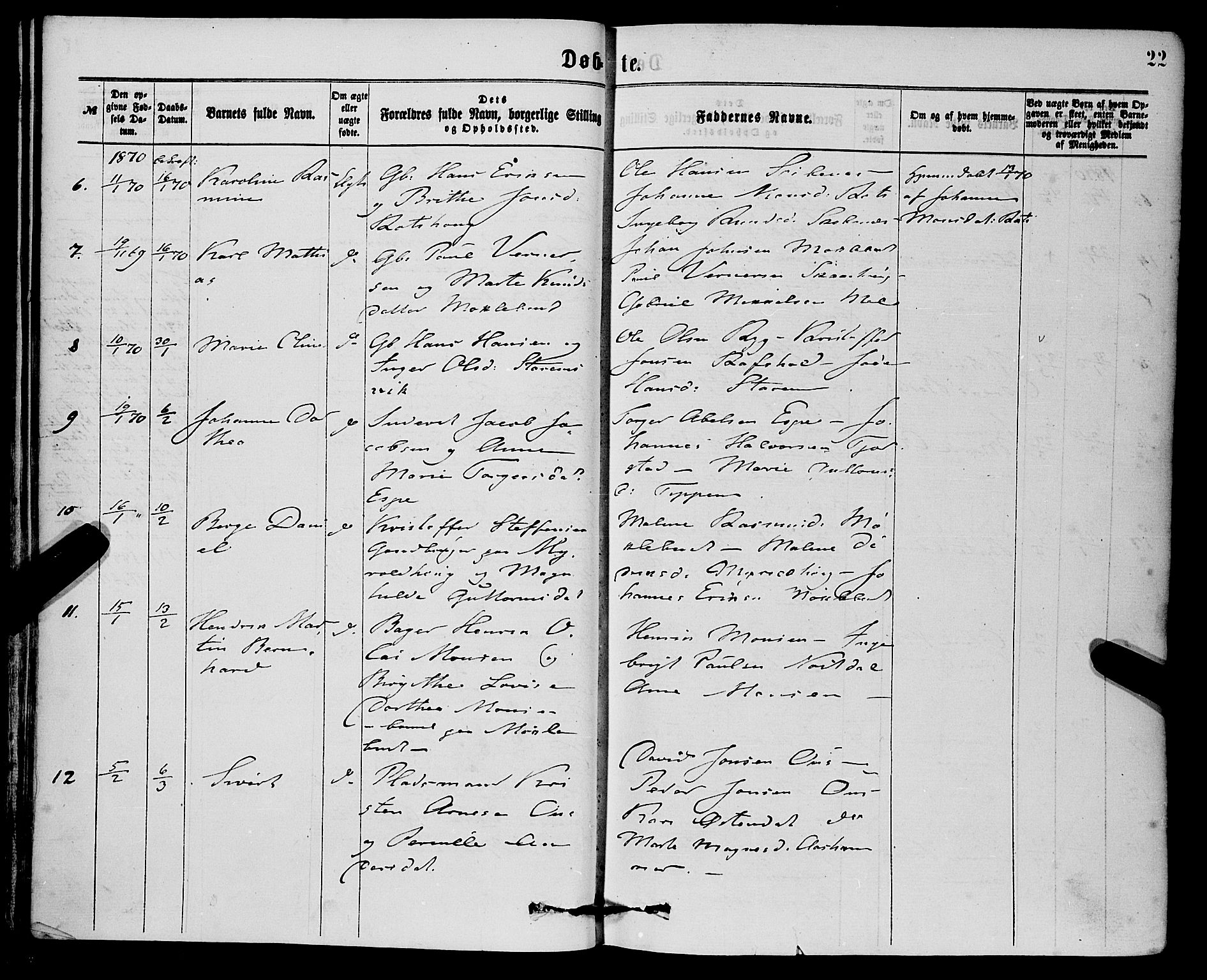 Eid sokneprestembete, AV/SAB-A-82301/H/Haa/Haaa/L0010: Parish register (official) no. A 10, 1867-1878, p. 22