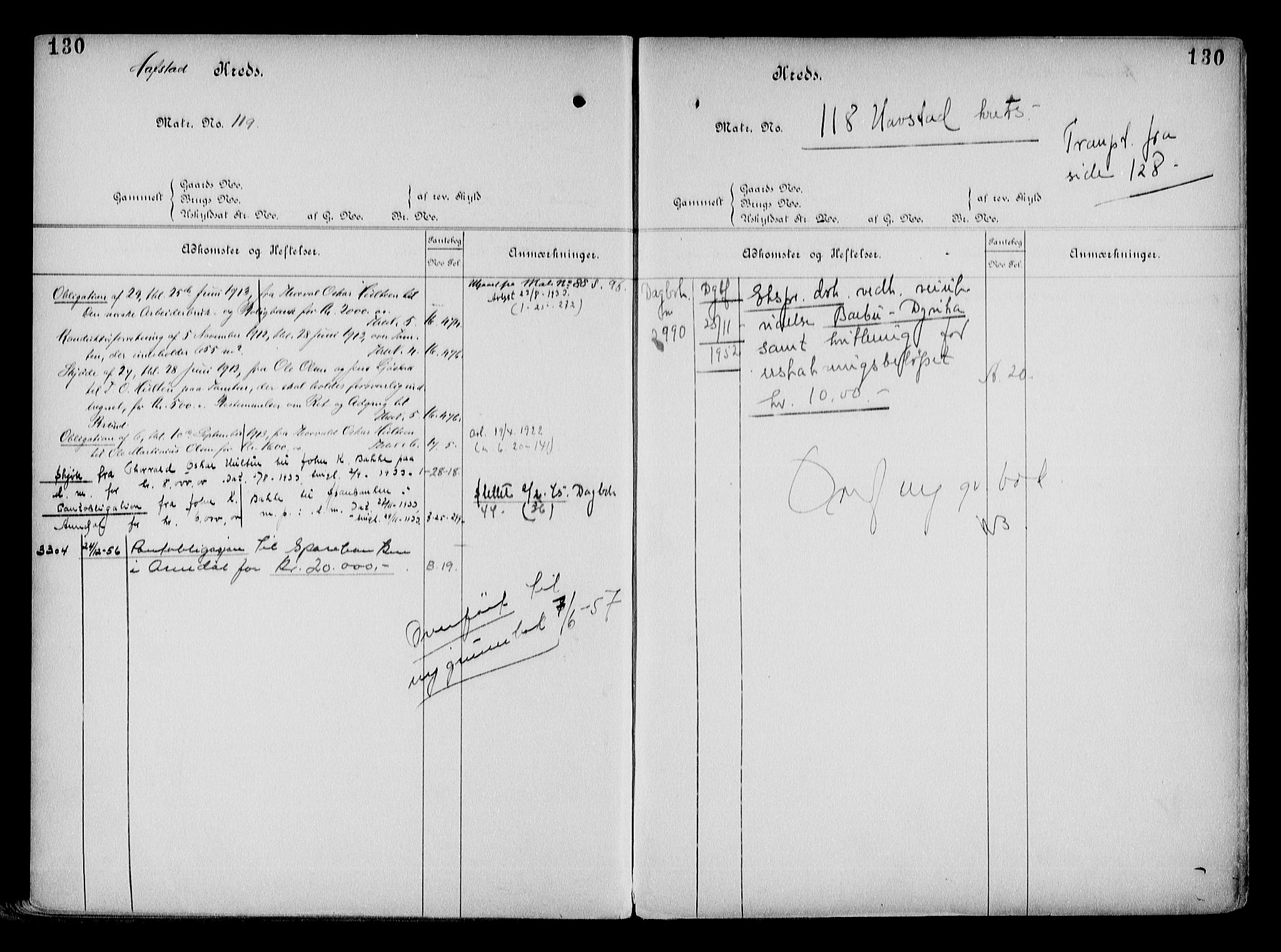 Arendal byfogd, AV/SAK-1222-0001/G/Ga/L0015: Mortgage register no. 13, 1860-1960, p. 130