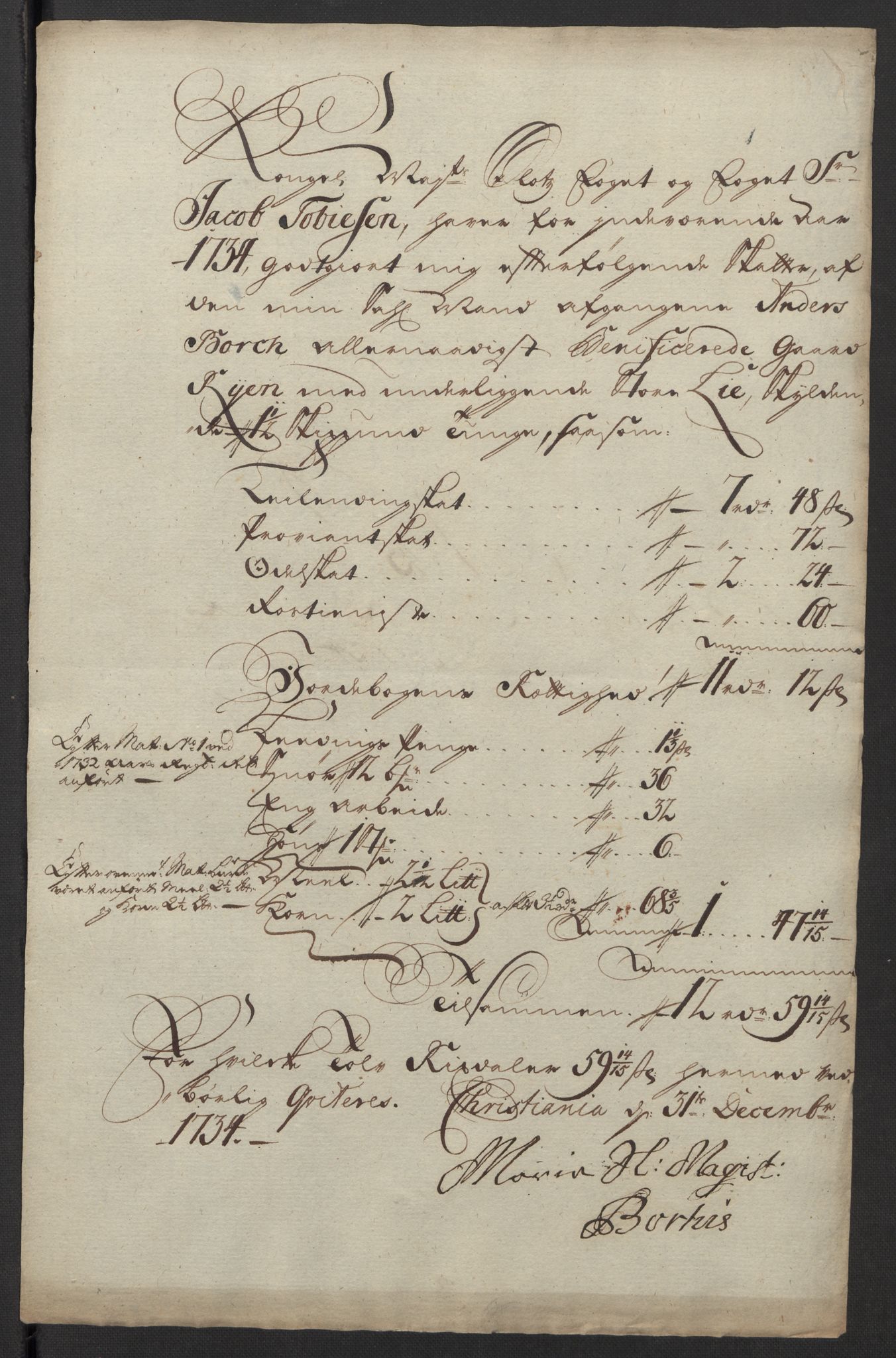 Rentekammeret inntil 1814, Reviderte regnskaper, Fogderegnskap, RA/EA-4092/R10/L0473: Fogderegnskap Aker og Follo, 1734, p. 204