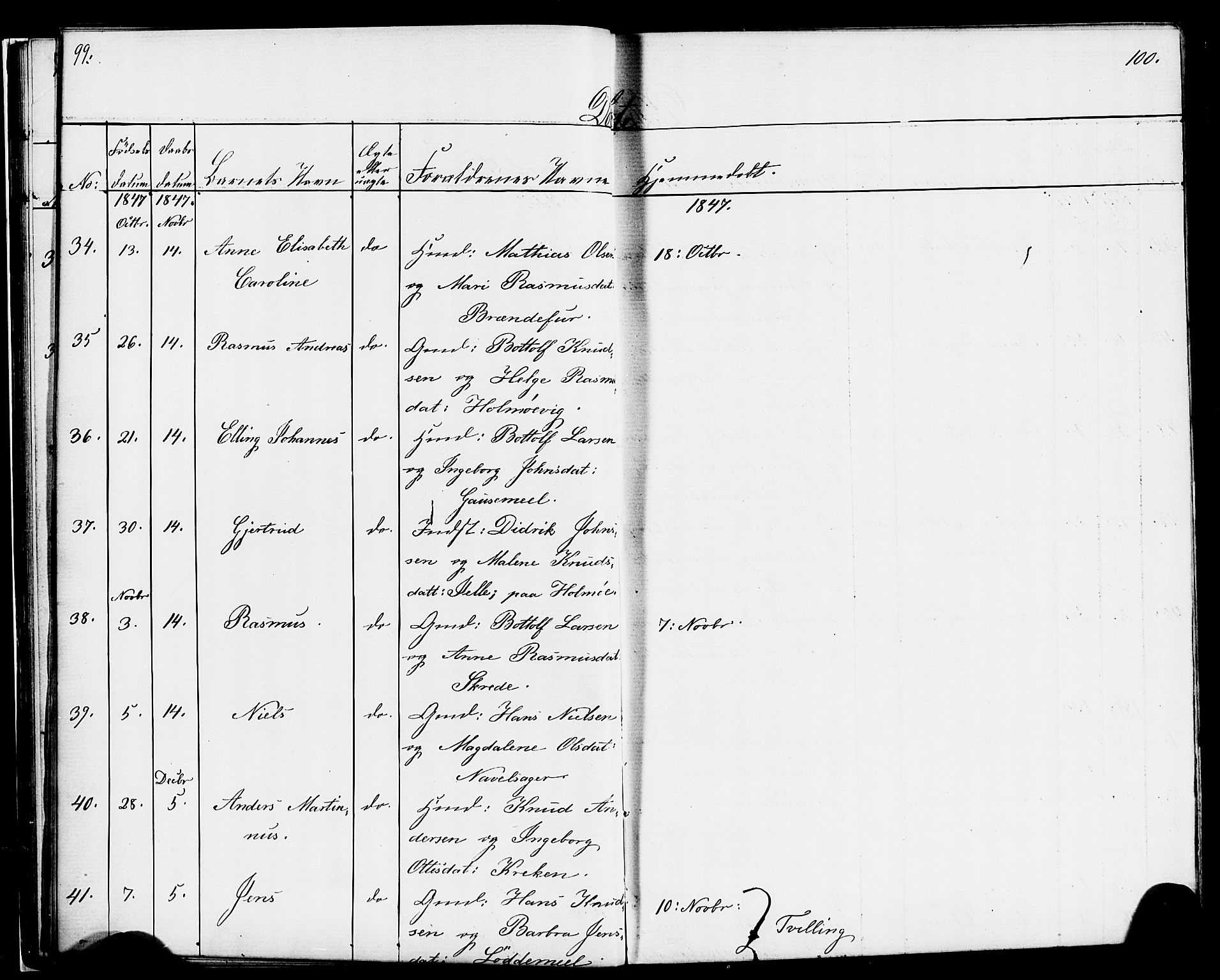 Hornindal sokneprestembete, AV/SAB-A-82401/H/Haa/Haaa/L0001: Parish register (official) no. A 1, 1837-1866, p. 100-101