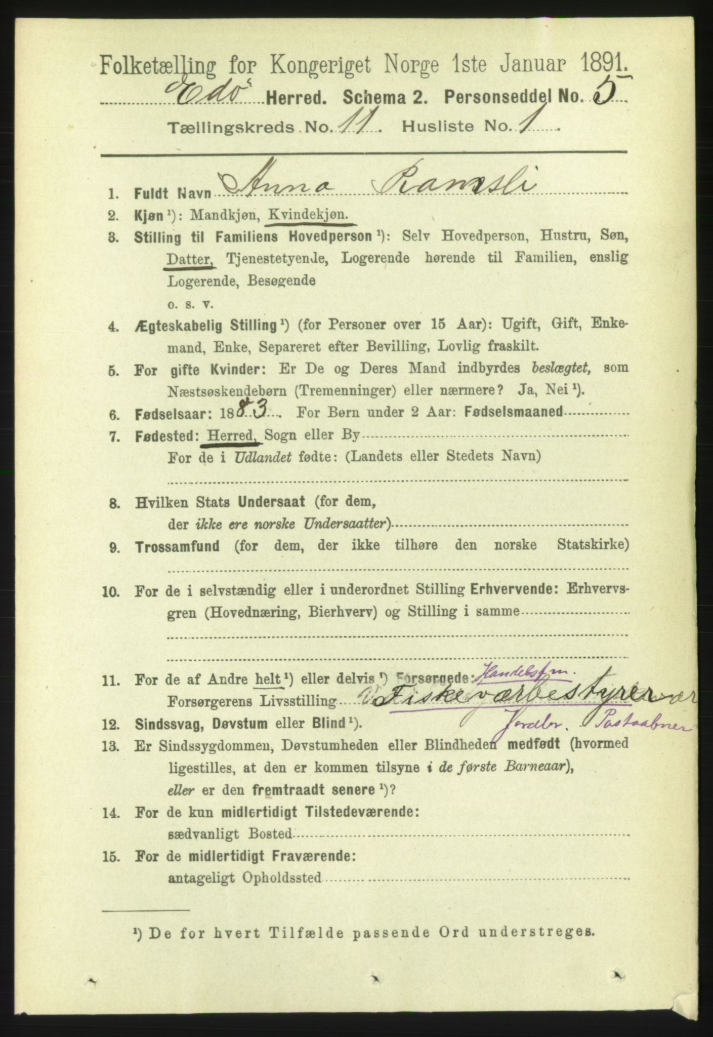 RA, 1891 census for 1573 Edøy, 1891, p. 2959