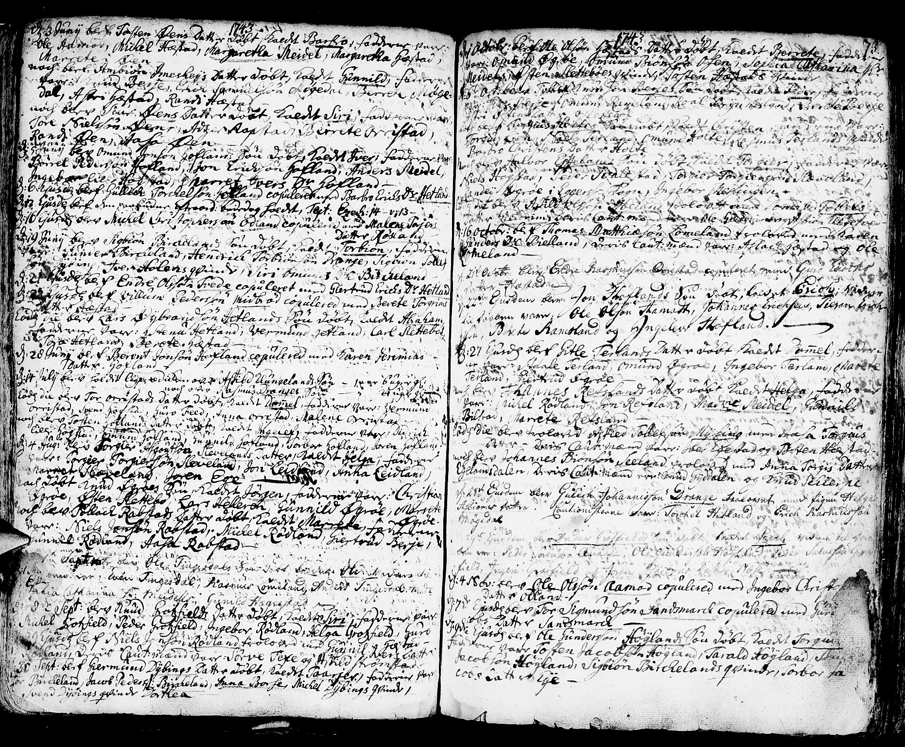 Helleland sokneprestkontor, AV/SAST-A-101810: Parish register (official) no. A 1 /1, 1713-1761, p. 73