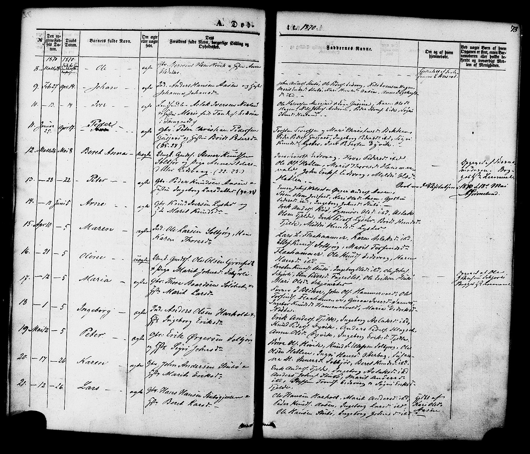 Ministerialprotokoller, klokkerbøker og fødselsregistre - Møre og Romsdal, SAT/A-1454/551/L0625: Parish register (official) no. 551A05, 1846-1879, p. 73
