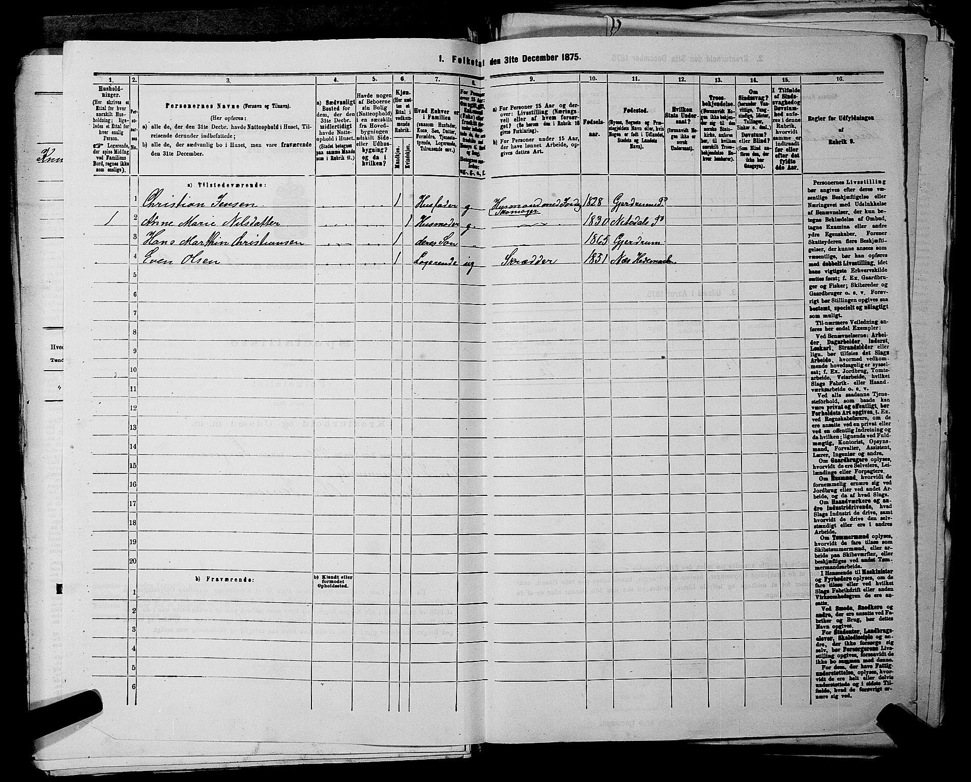 RA, 1875 census for 0233P Nittedal, 1875, p. 616