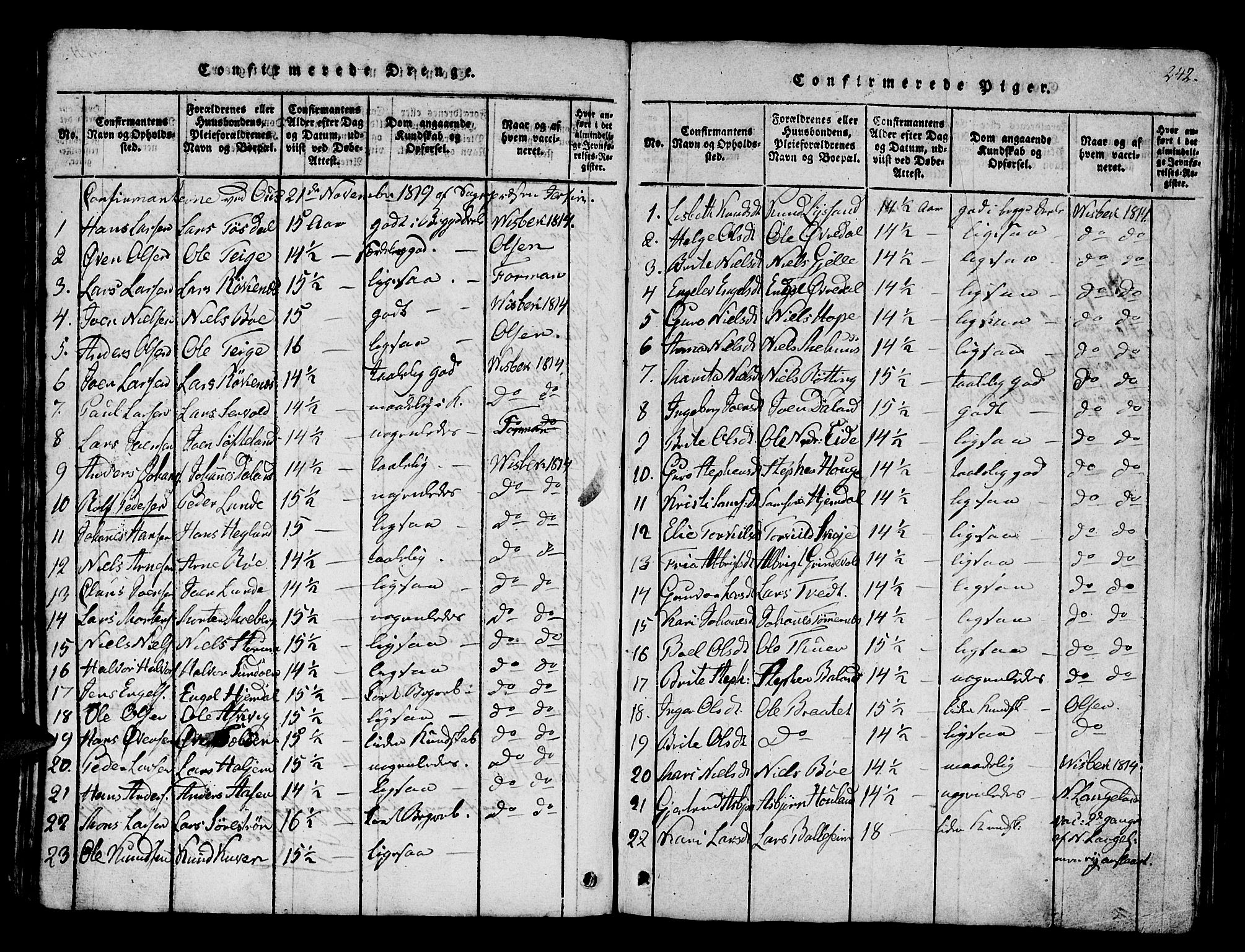 Os sokneprestembete, AV/SAB-A-99929: Parish register (official) no. A 12, 1816-1825, p. 242