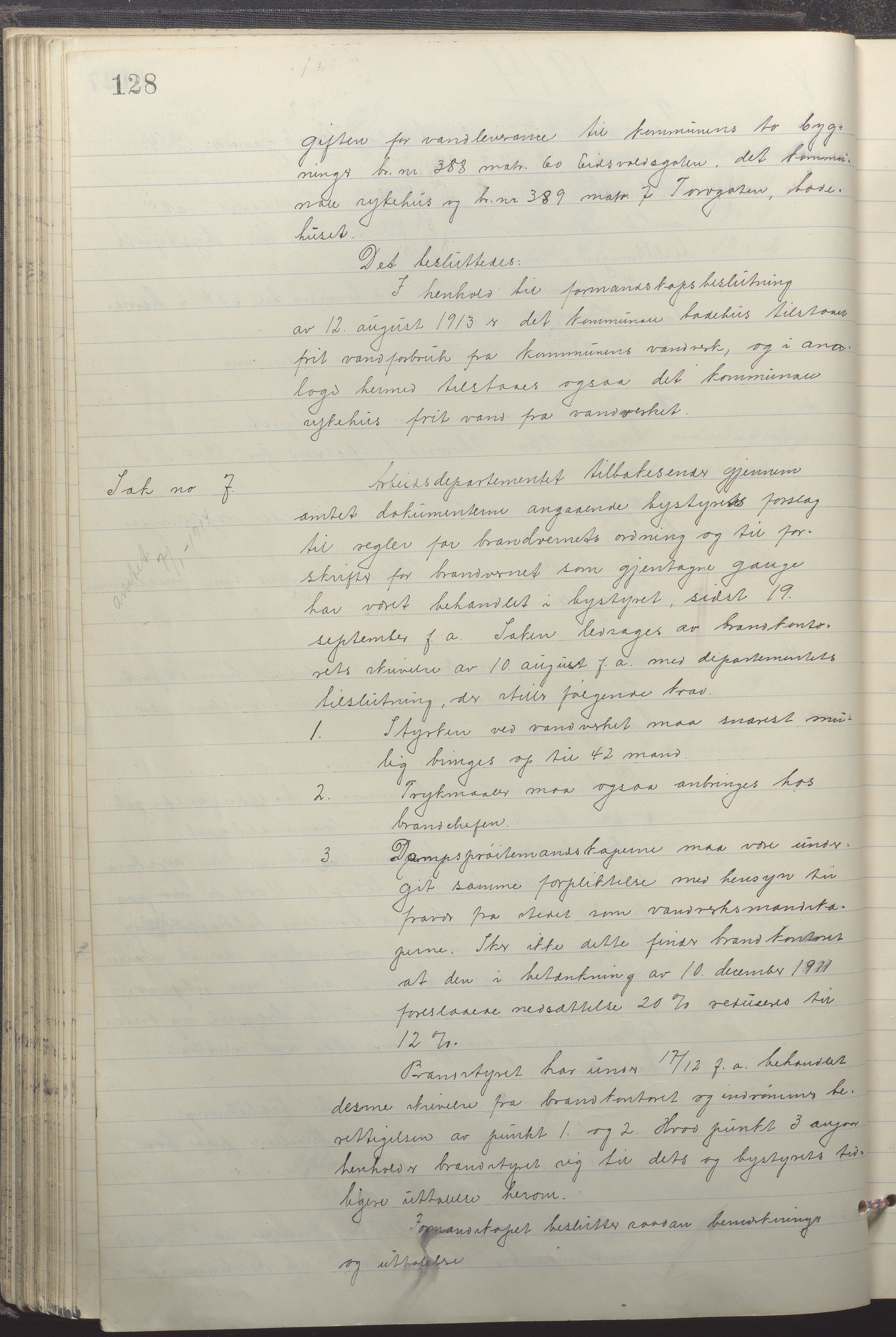 Sandnes kommune - Formannskapet og Bystyret, IKAR/K-100188/Aa/L0008: Møtebok, 1913-1917, p. 128