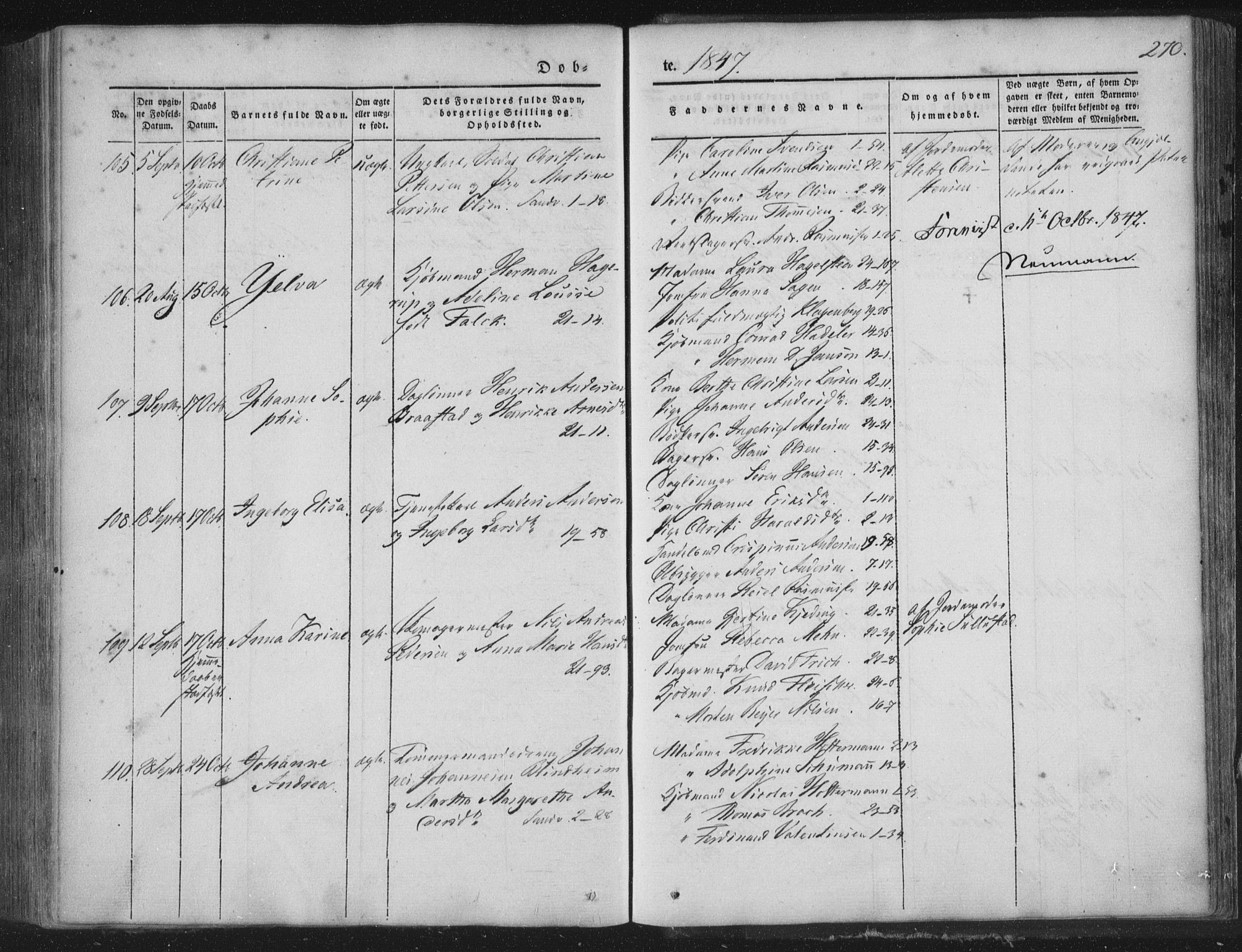 Korskirken sokneprestembete, AV/SAB-A-76101/H/Haa/L0016: Parish register (official) no. B 2, 1841-1851, p. 270