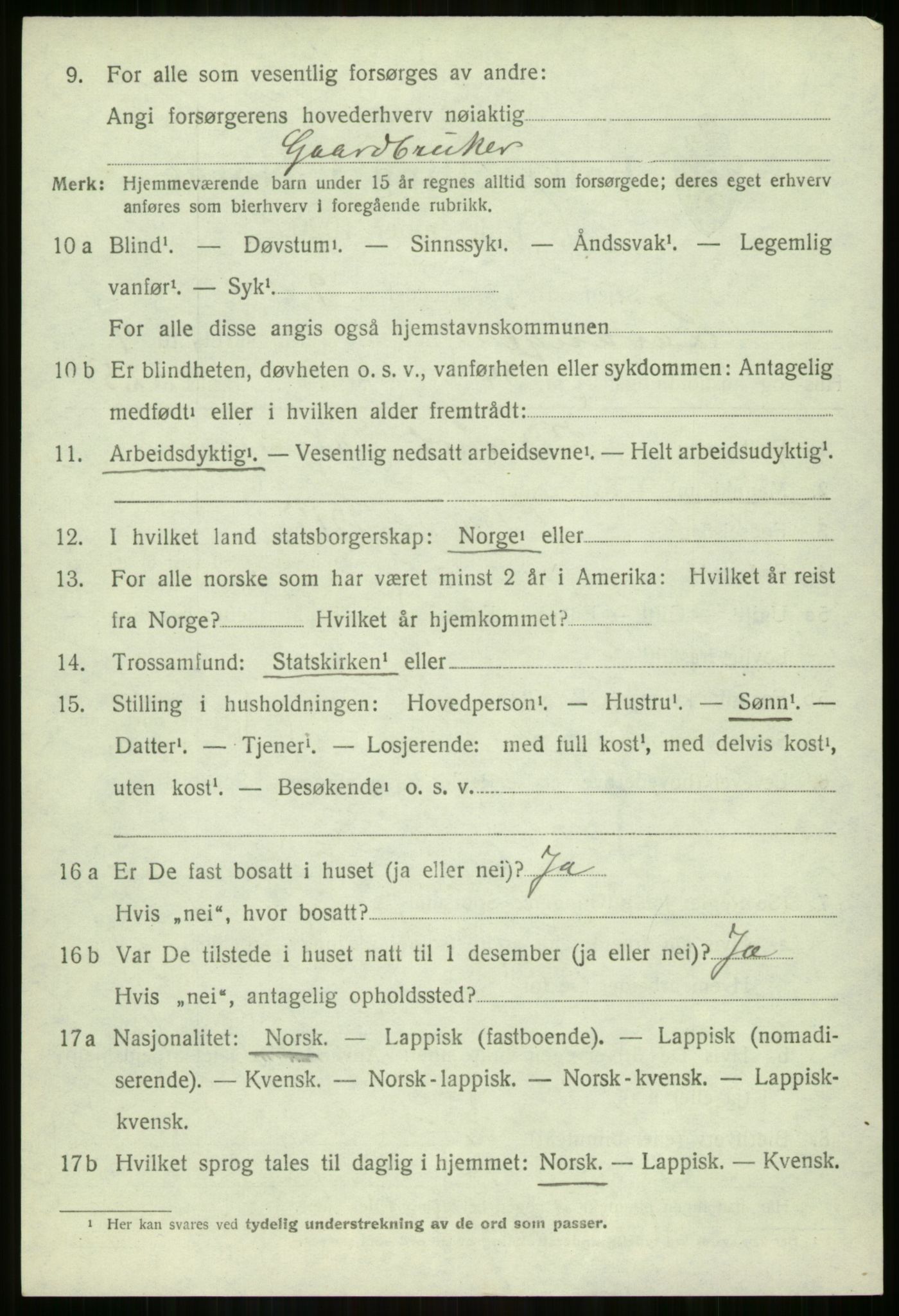 SATØ, 1920 census for Lavangen, 1920, p. 2306