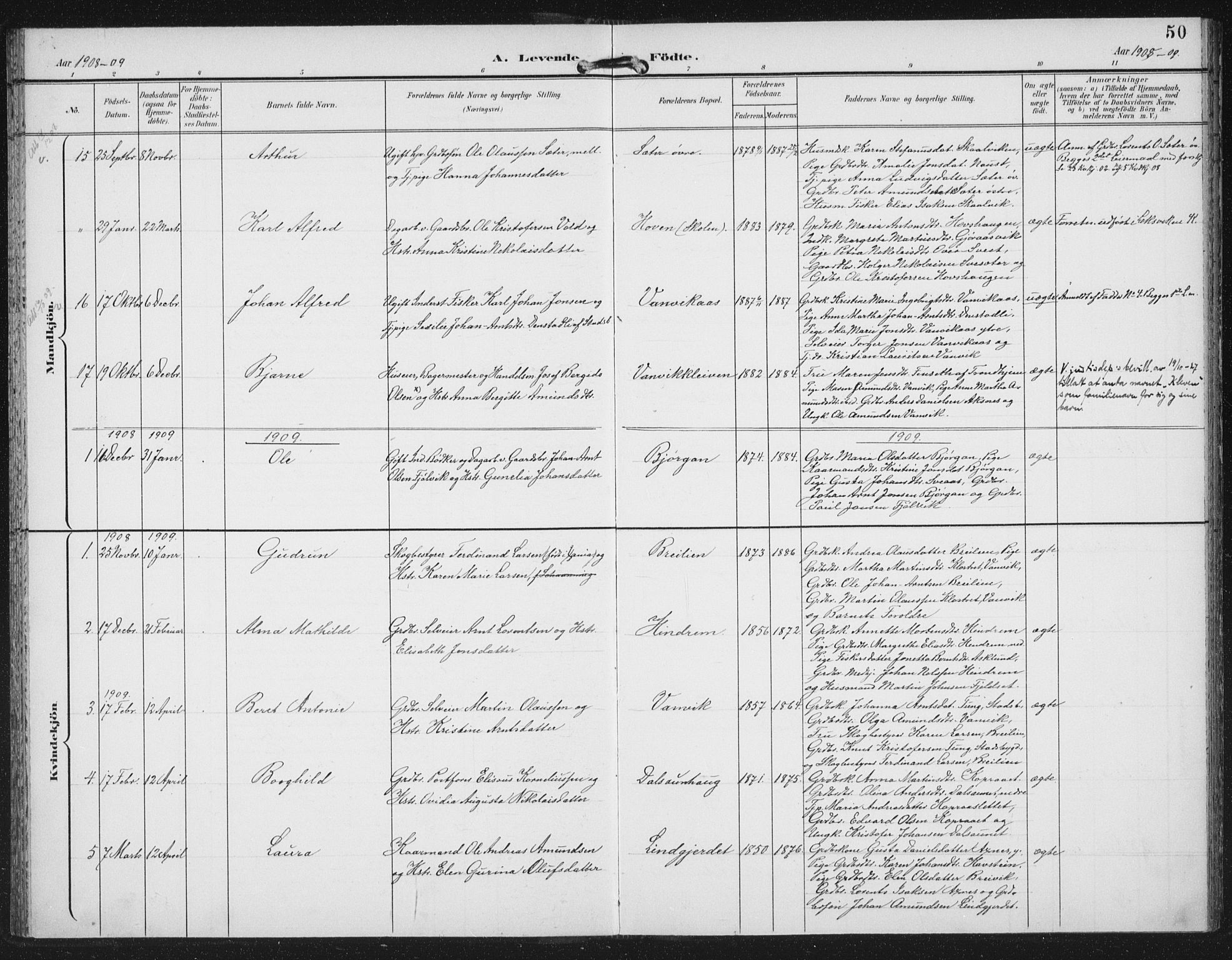 Ministerialprotokoller, klokkerbøker og fødselsregistre - Nord-Trøndelag, SAT/A-1458/702/L0024: Parish register (official) no. 702A02, 1898-1914, p. 50