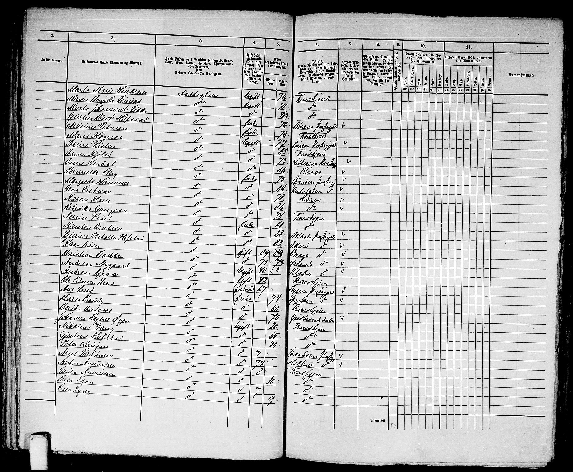RA, 1865 census for Trondheim, 1865, p. 1631