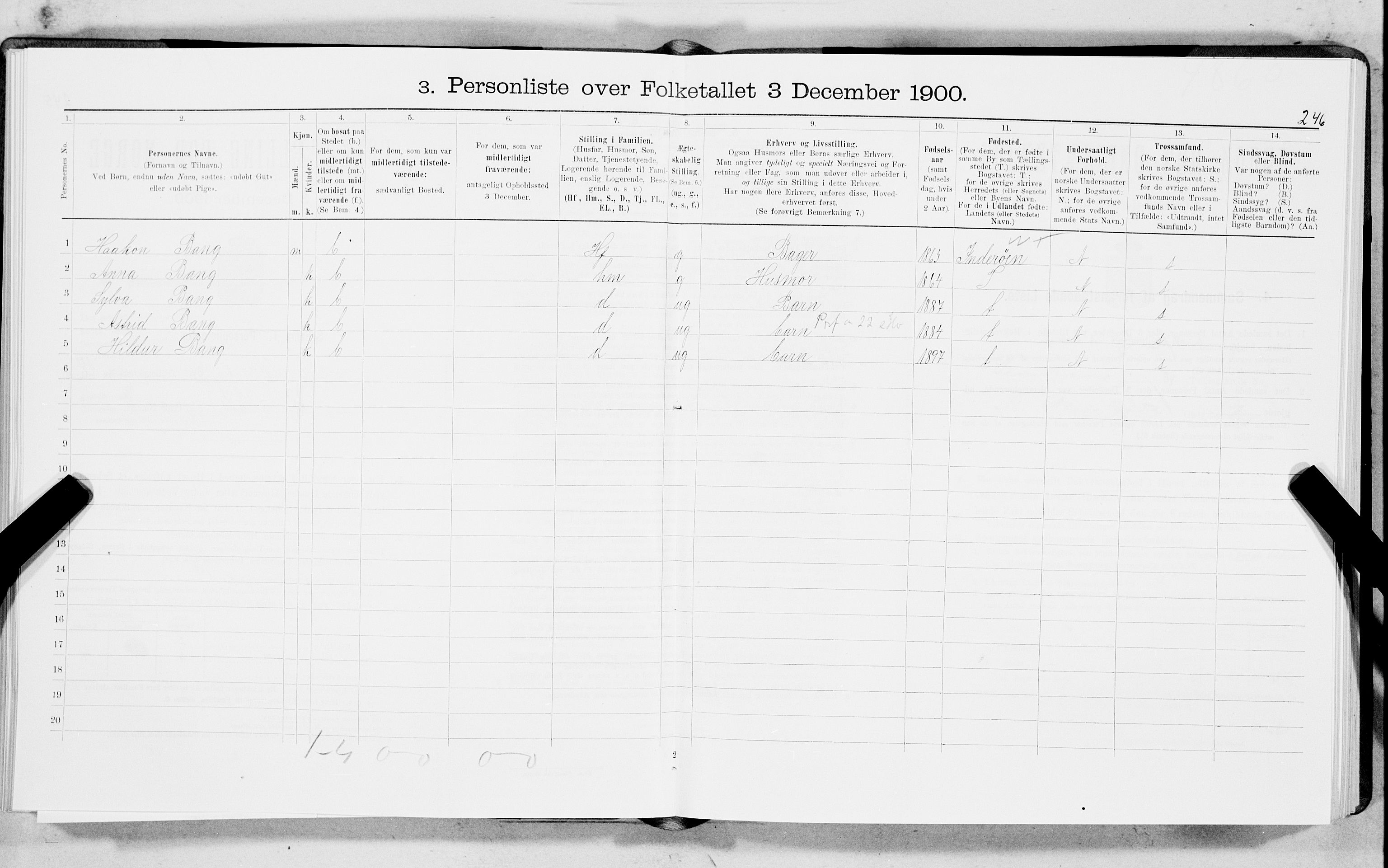 SAT, 1900 census for Trondheim, 1900, p. 2785