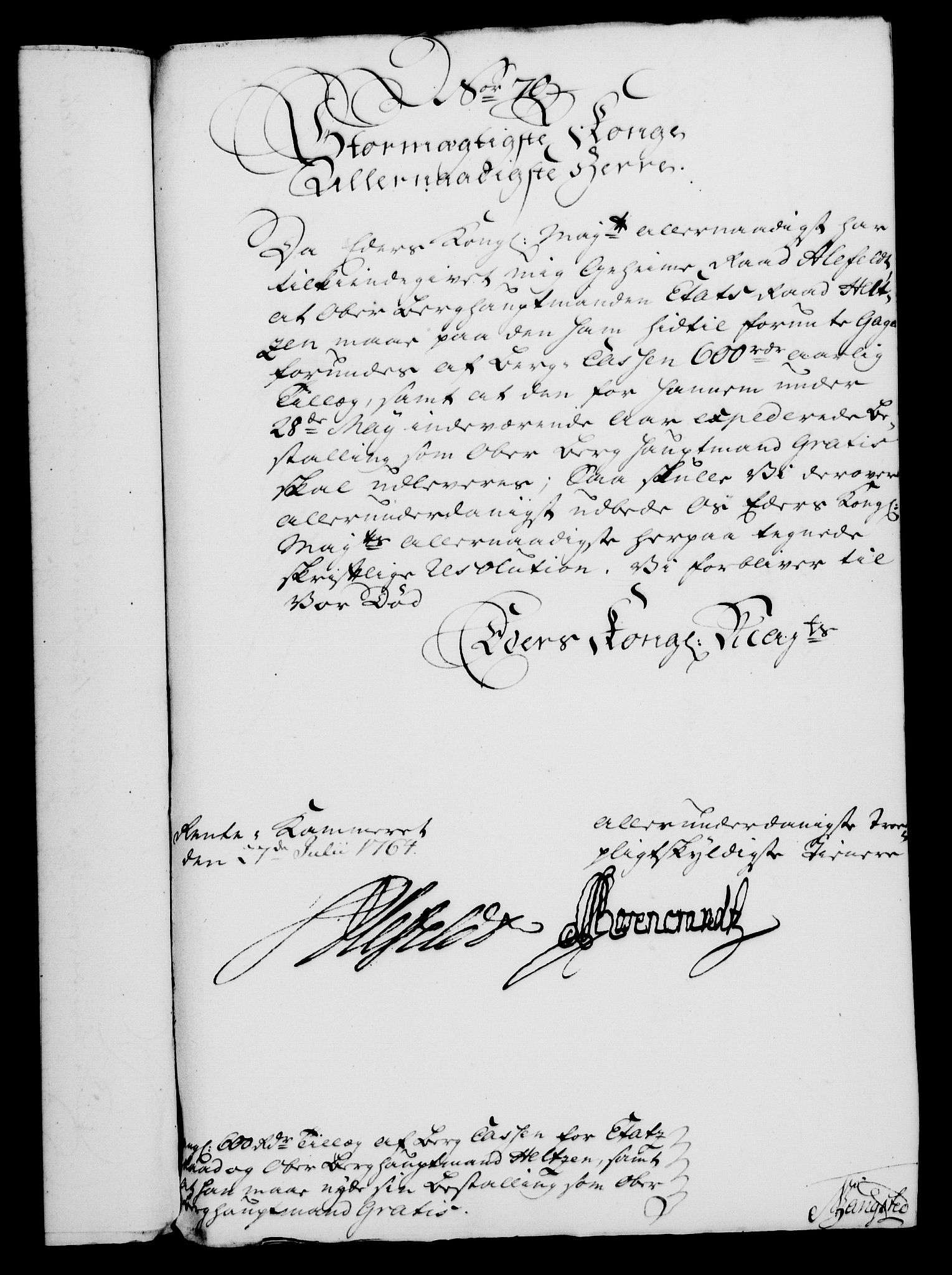 Rentekammeret, Kammerkanselliet, AV/RA-EA-3111/G/Gf/Gfa/L0046: Norsk relasjons- og resolusjonsprotokoll (merket RK 52.46), 1764, p. 302