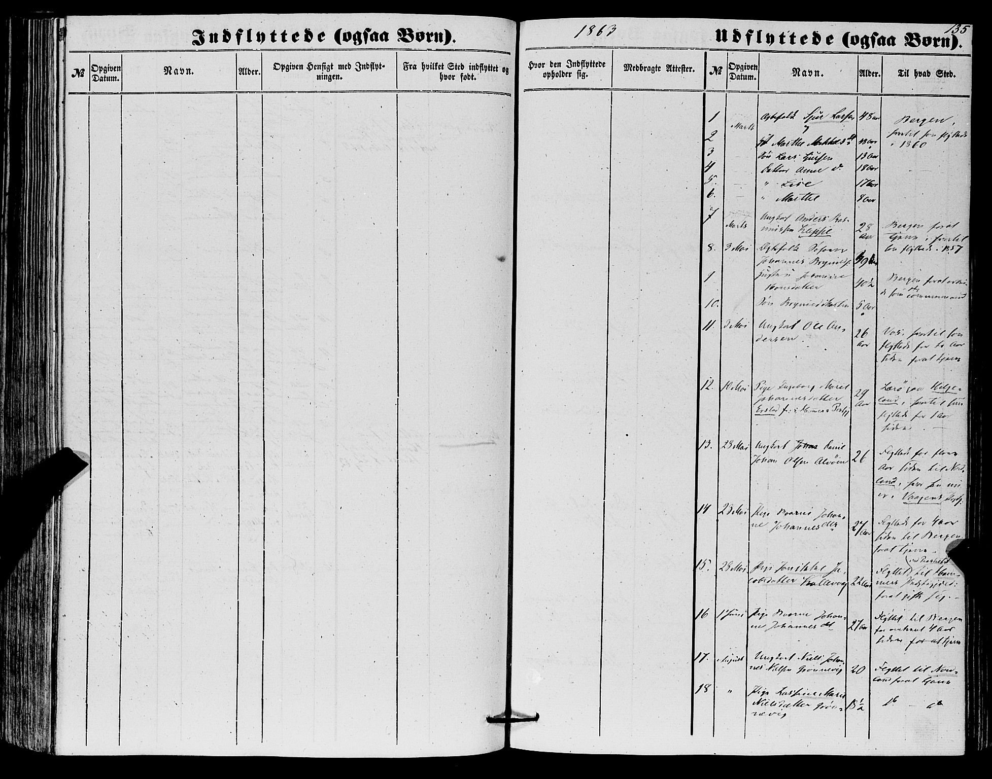 Askøy Sokneprestembete, SAB/A-74101/H/Ha/Haa/Haaa/L0012: Parish register (official) no. A 12, 1855-1877, p. 135