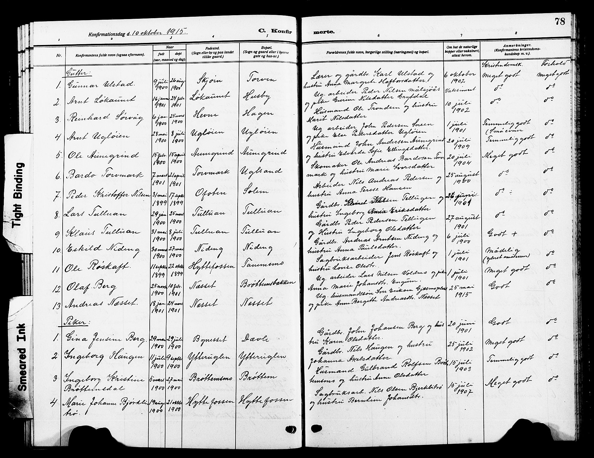 Ministerialprotokoller, klokkerbøker og fødselsregistre - Sør-Trøndelag, SAT/A-1456/618/L0453: Parish register (copy) no. 618C04, 1907-1925, p. 78