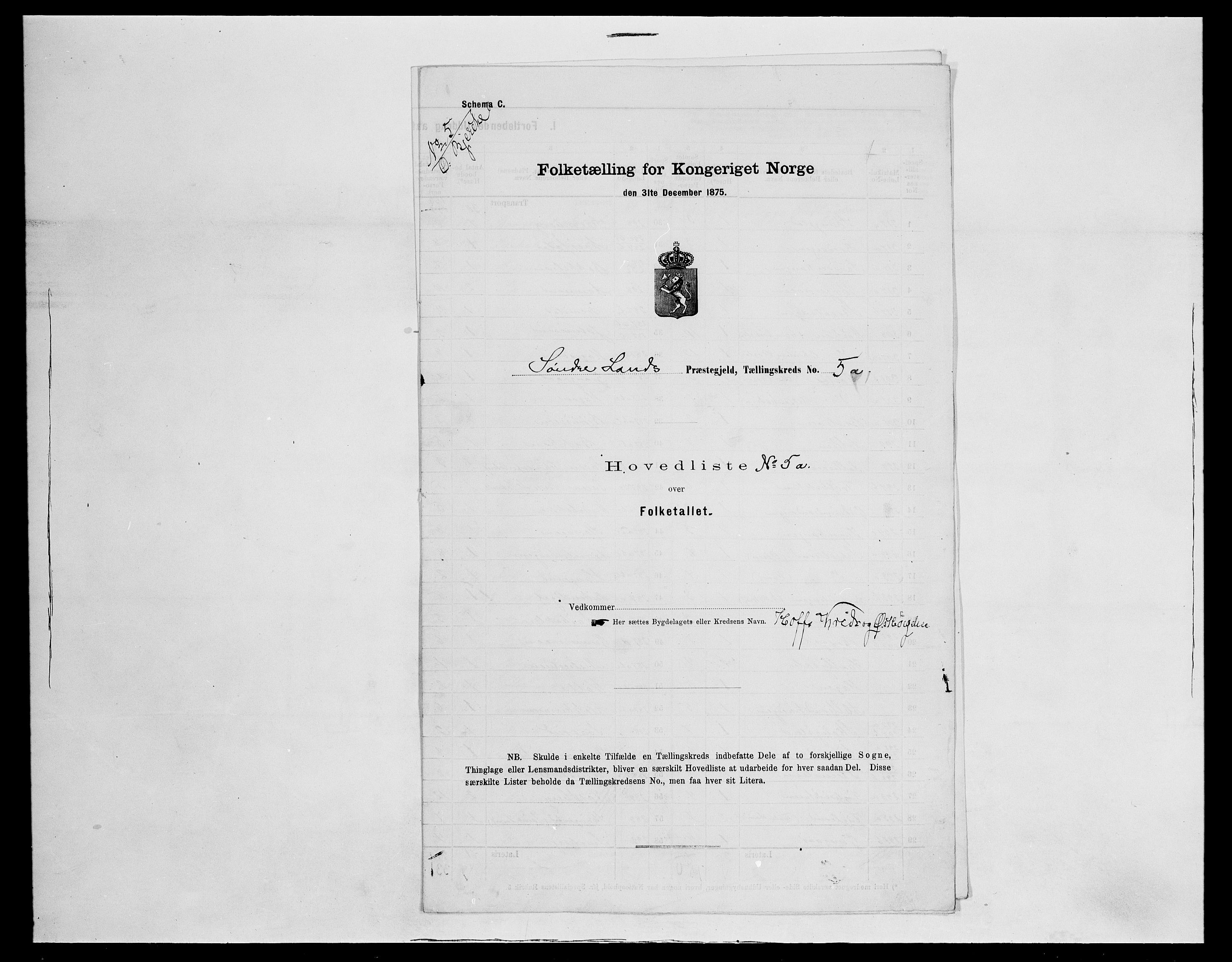 SAH, 1875 census for 0536P Søndre Land, 1875, p. 30