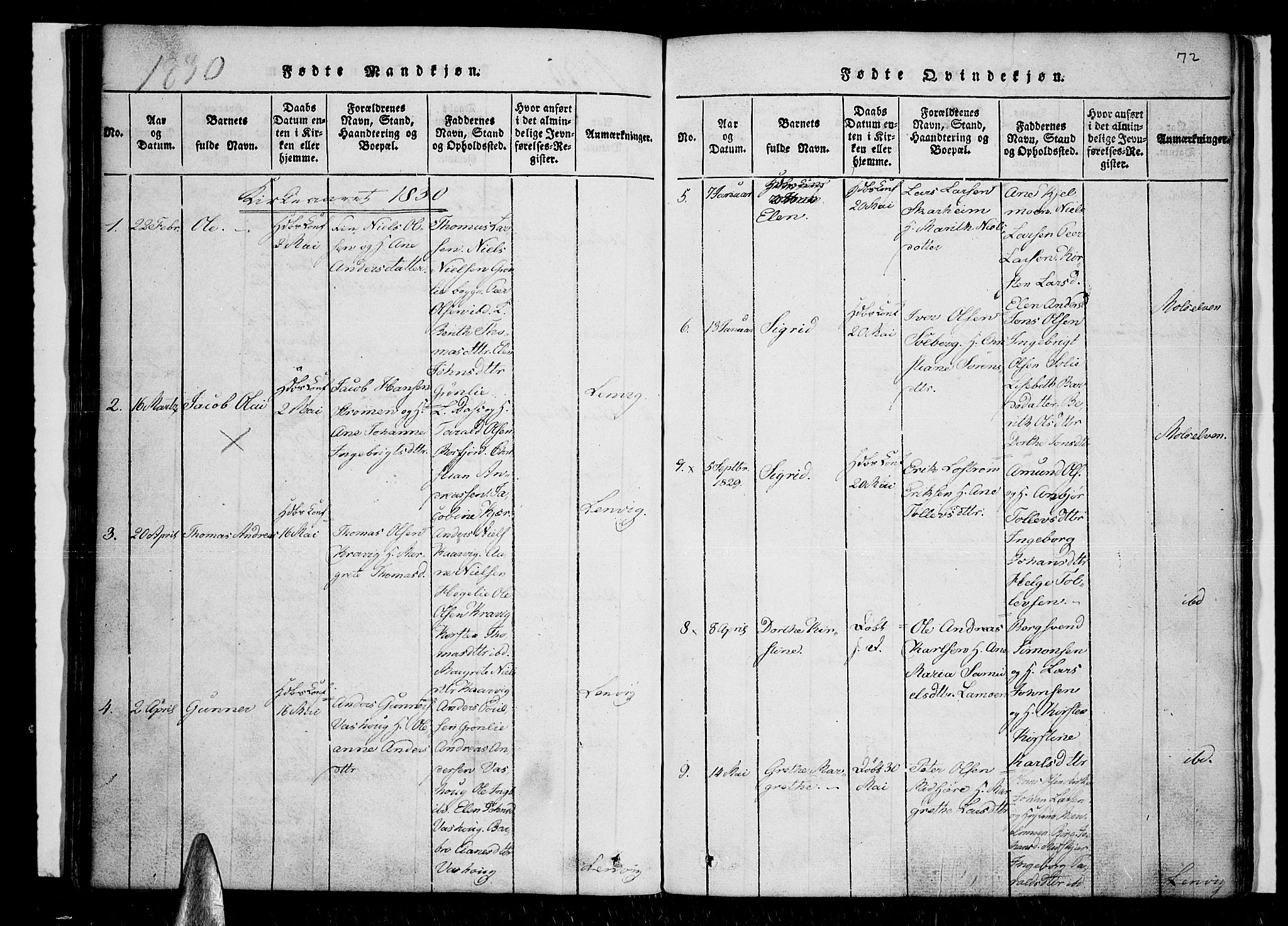 Lenvik sokneprestembete, SATØ/S-1310/H/Ha/Haa/L0003kirke: Parish register (official) no. 3, 1820-1831, p. 72