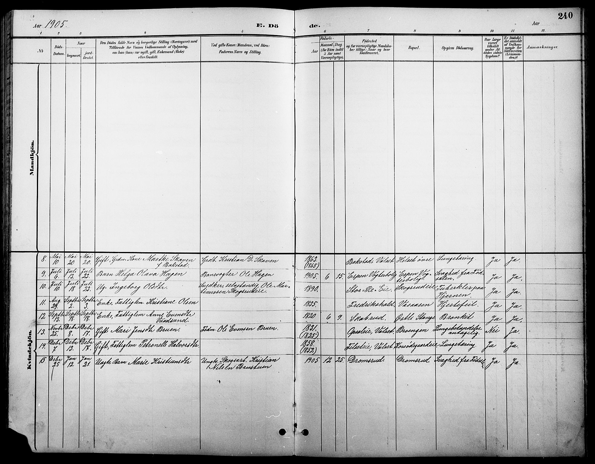 Stange prestekontor, AV/SAH-PREST-002/L/L0011: Parish register (copy) no. 11, 1895-1917, p. 240