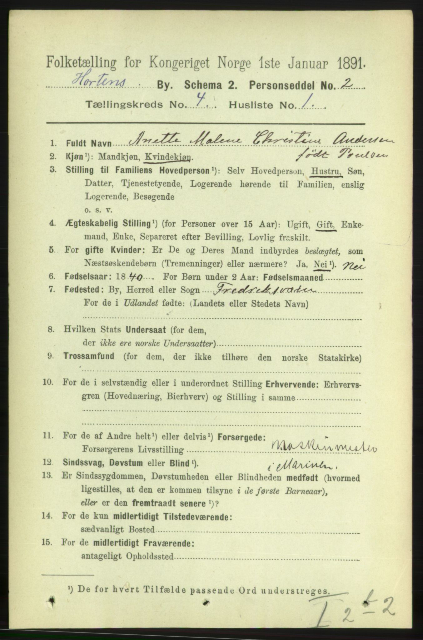 RA, 1891 census for 0703 Horten, 1891, p. 3224