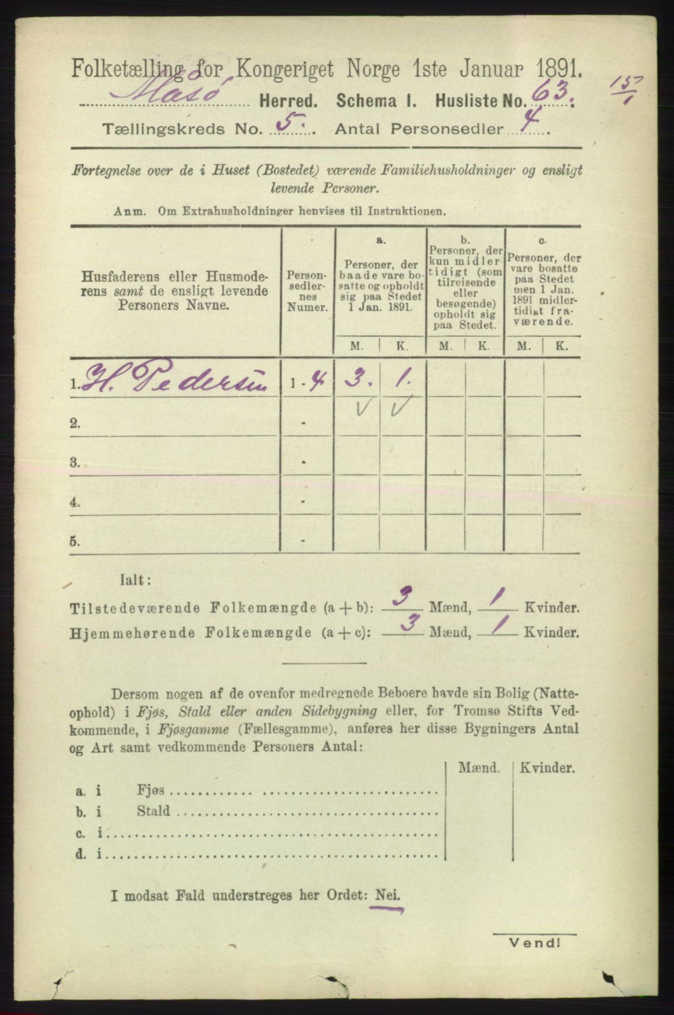 RA, 1891 census for 2018 Måsøy, 1891, p. 717