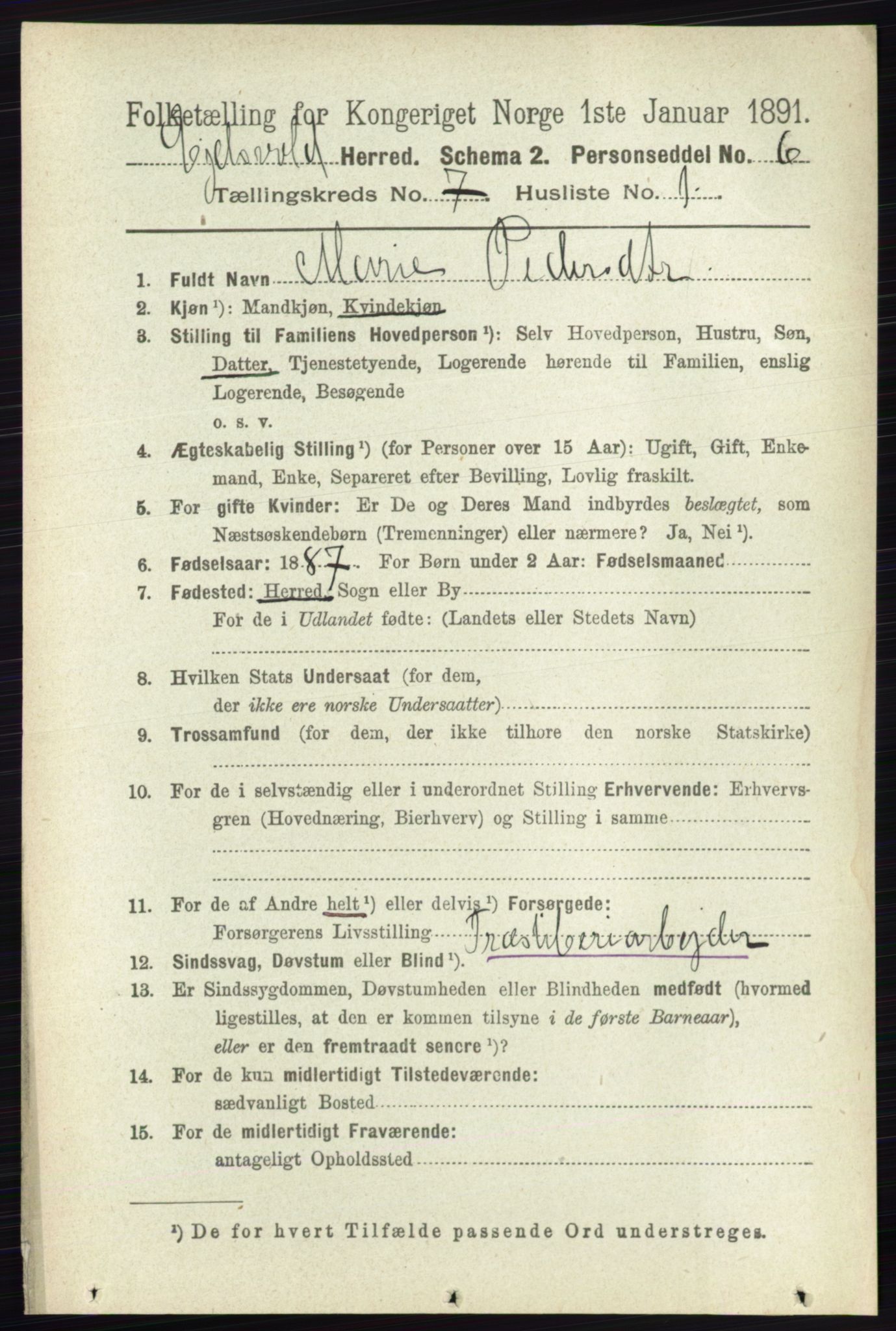 RA, 1891 census for 0237 Eidsvoll, 1891, p. 4603