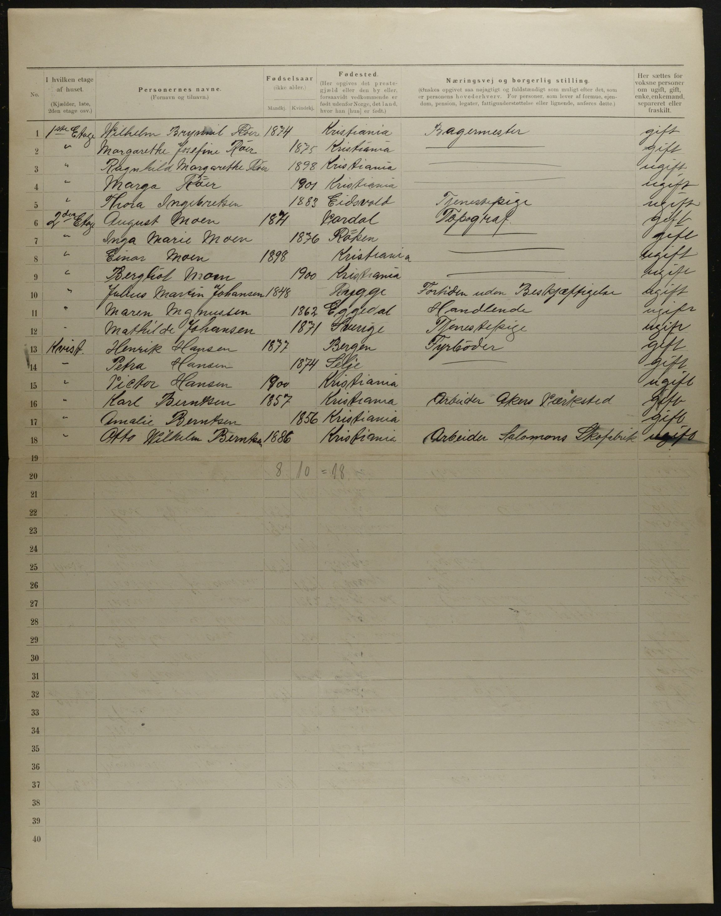 OBA, Municipal Census 1901 for Kristiania, 1901, p. 15760