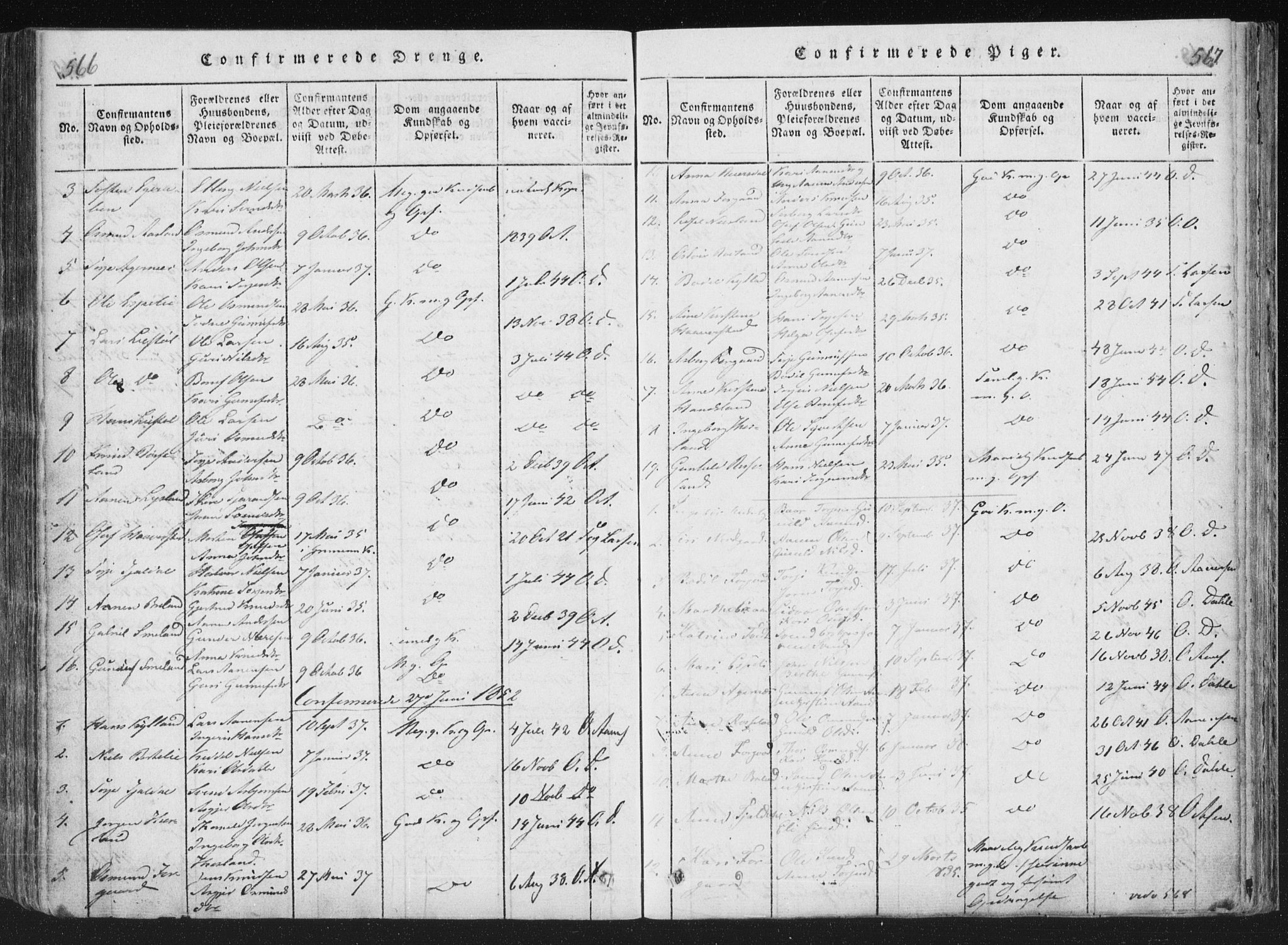 Åseral sokneprestkontor, SAK/1111-0051/F/Fa/L0001: Parish register (official) no. A 1, 1815-1853, p. 566-567