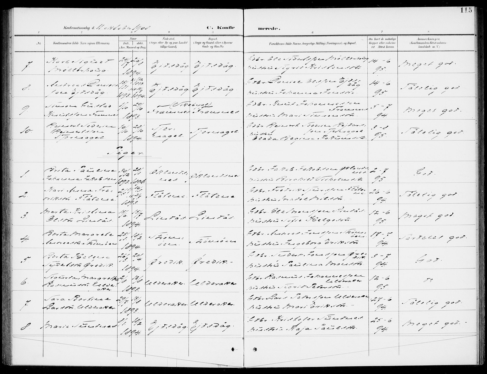 Sveio Sokneprestembete, SAB/A-78501/H/Haa: Parish register (official) no. C 3, 1899-1916, p. 115