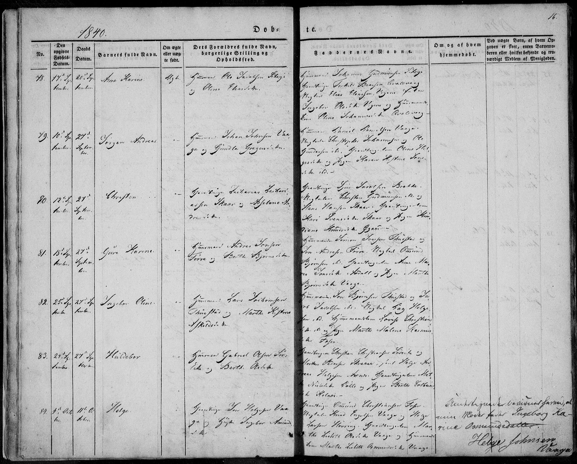 Avaldsnes sokneprestkontor, AV/SAST-A -101851/H/Ha/Haa/L0006: Parish register (official) no. A 6, 1839-1847, p. 16