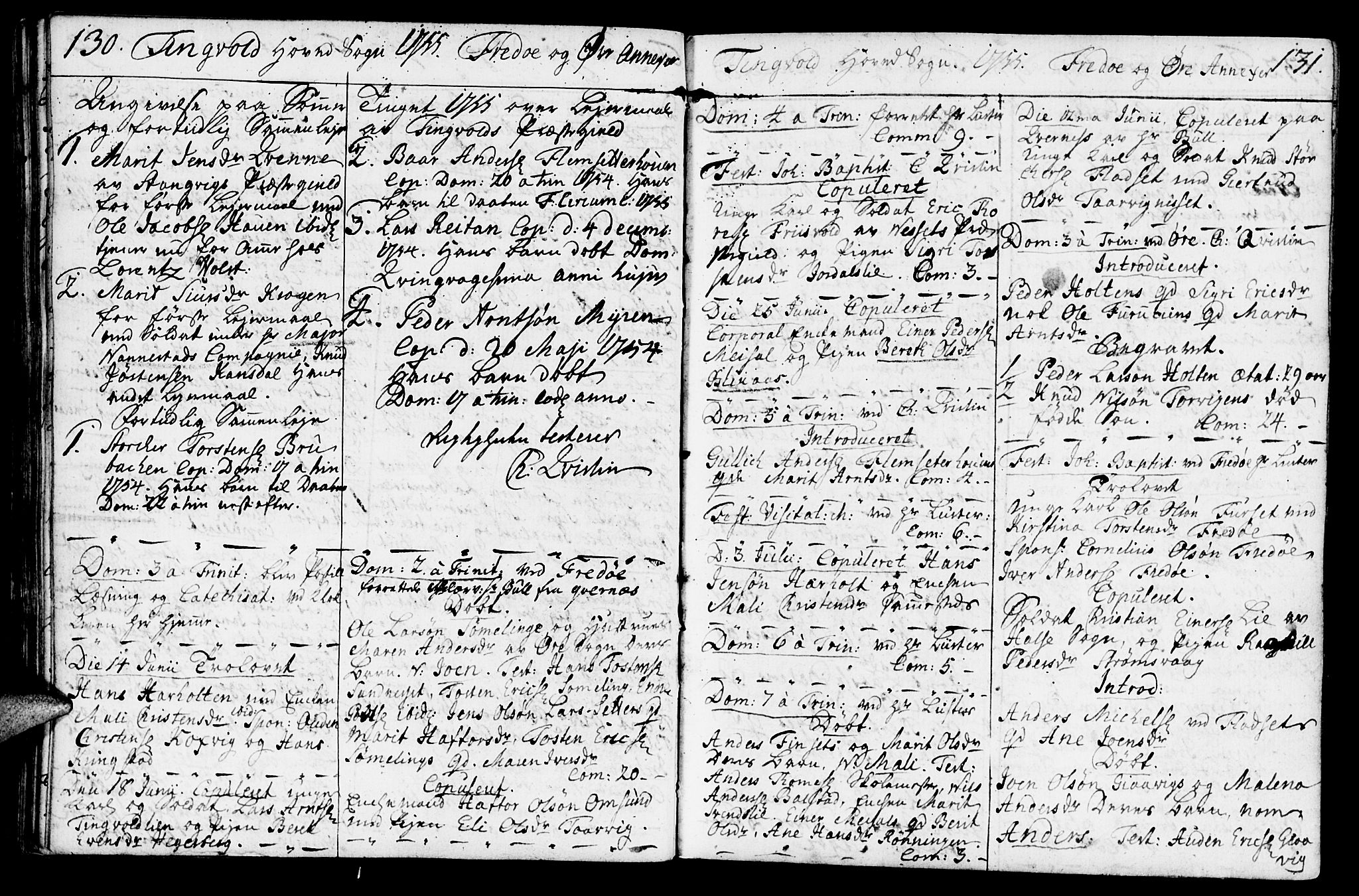 Ministerialprotokoller, klokkerbøker og fødselsregistre - Møre og Romsdal, SAT/A-1454/586/L0979: Parish register (official) no. 586A05, 1751-1776, p. 130-131