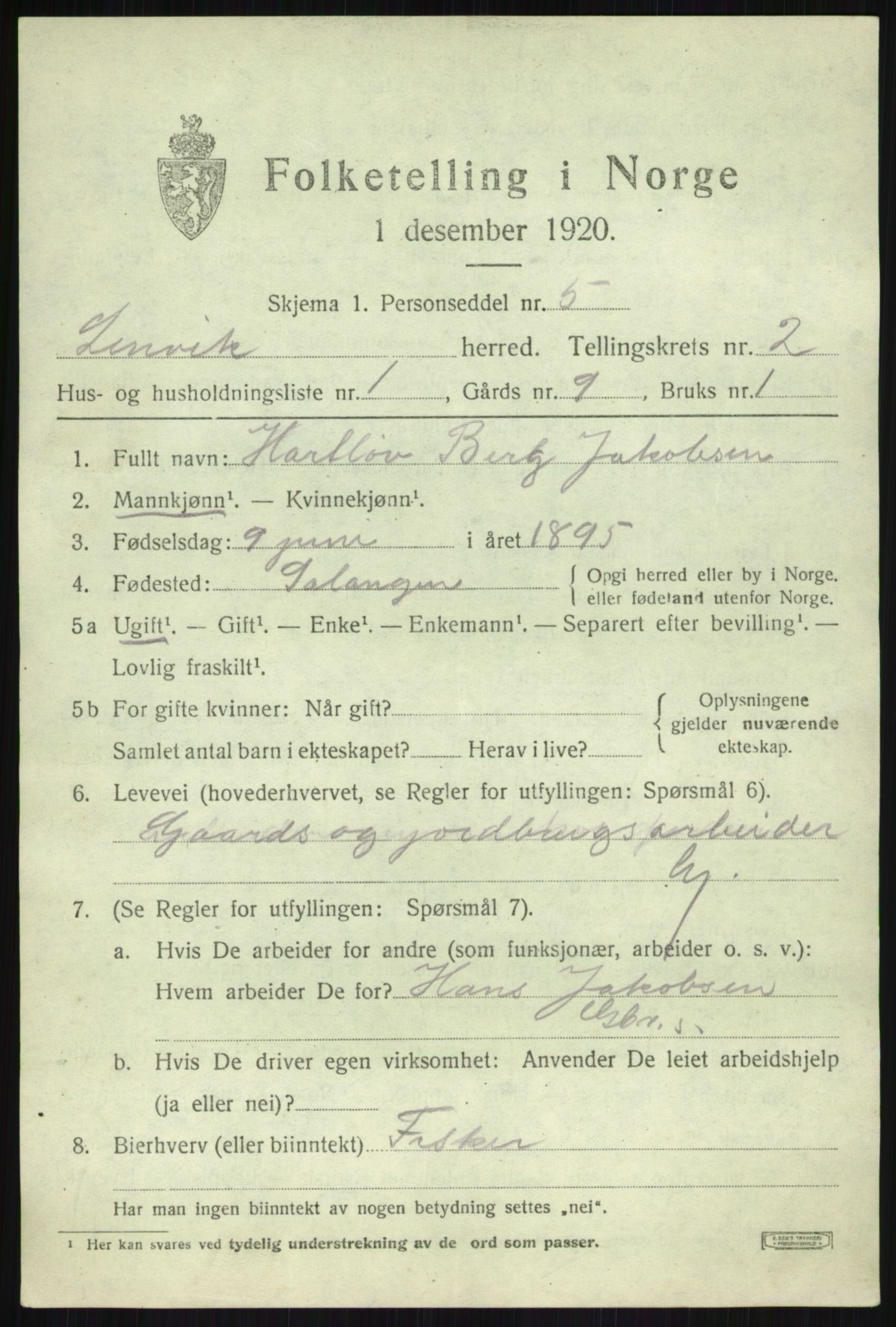 SATØ, 1920 census for Lenvik, 1920, p. 3102