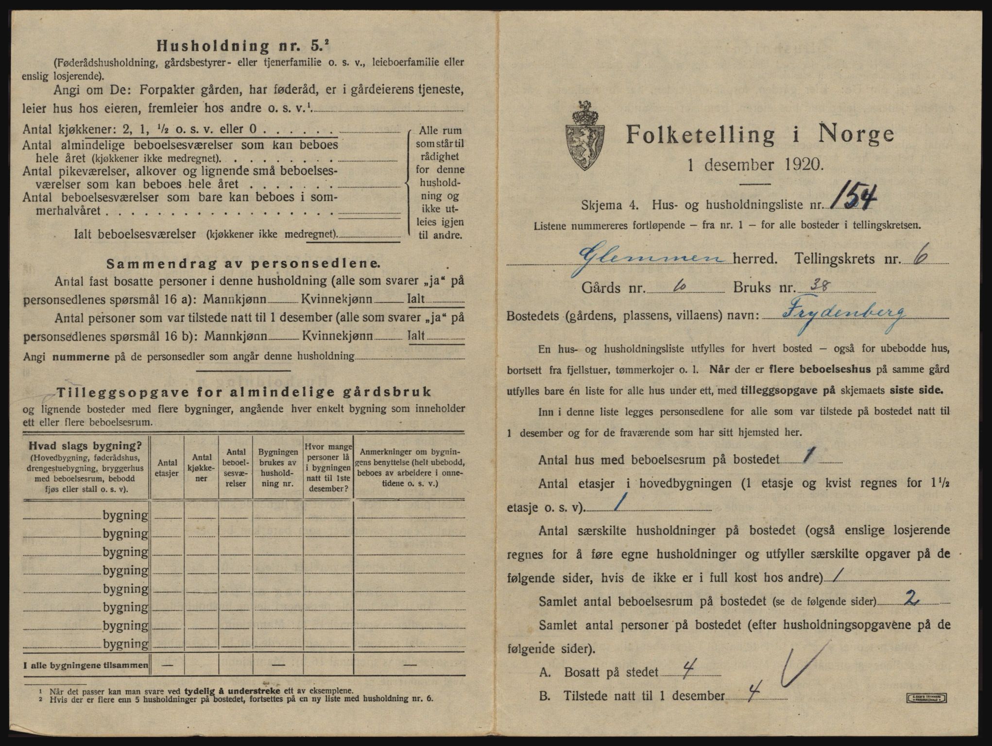 SAO, 1920 census for Glemmen, 1920, p. 2465