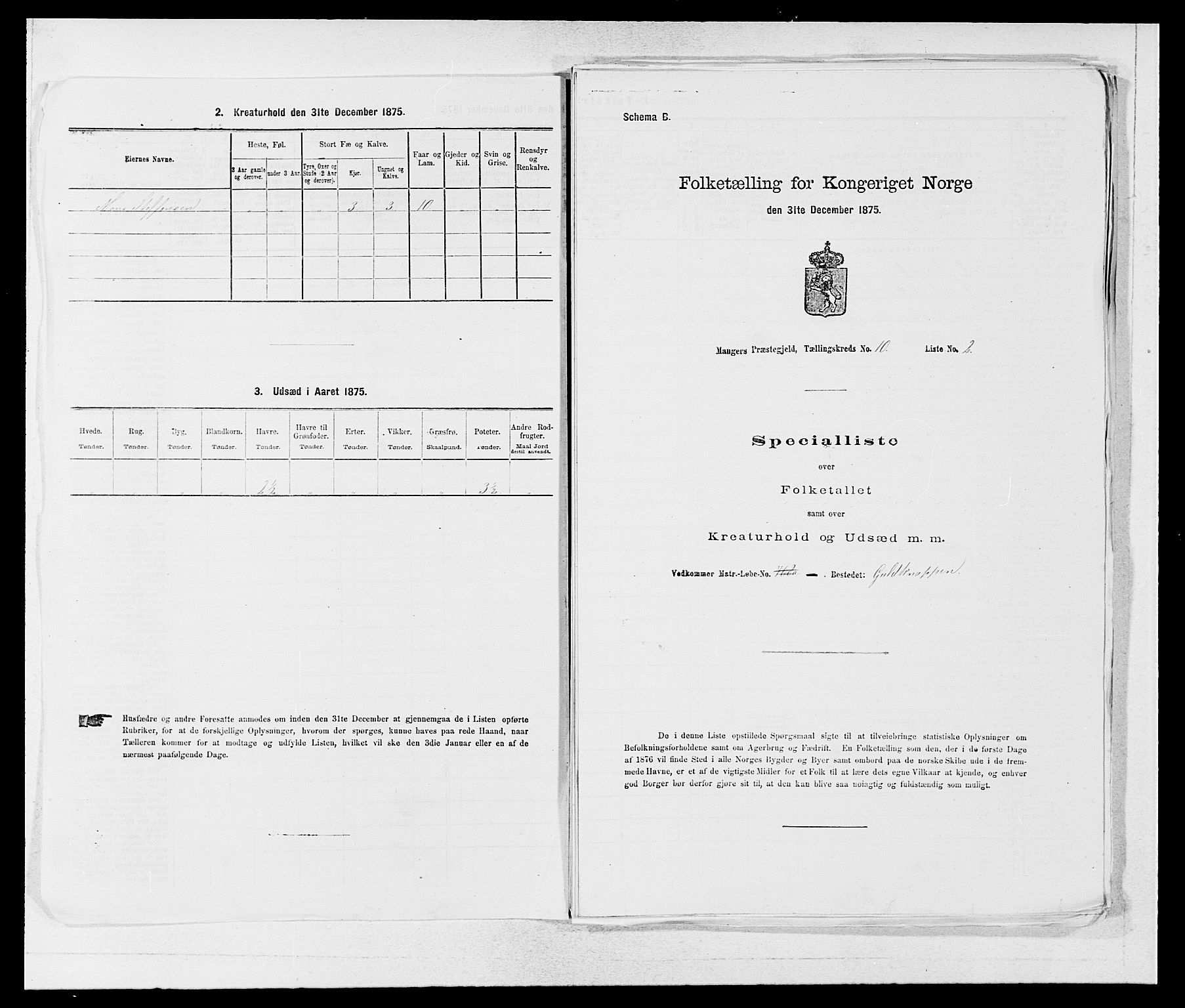 SAB, 1875 census for 1261P Manger, 1875, p. 1417