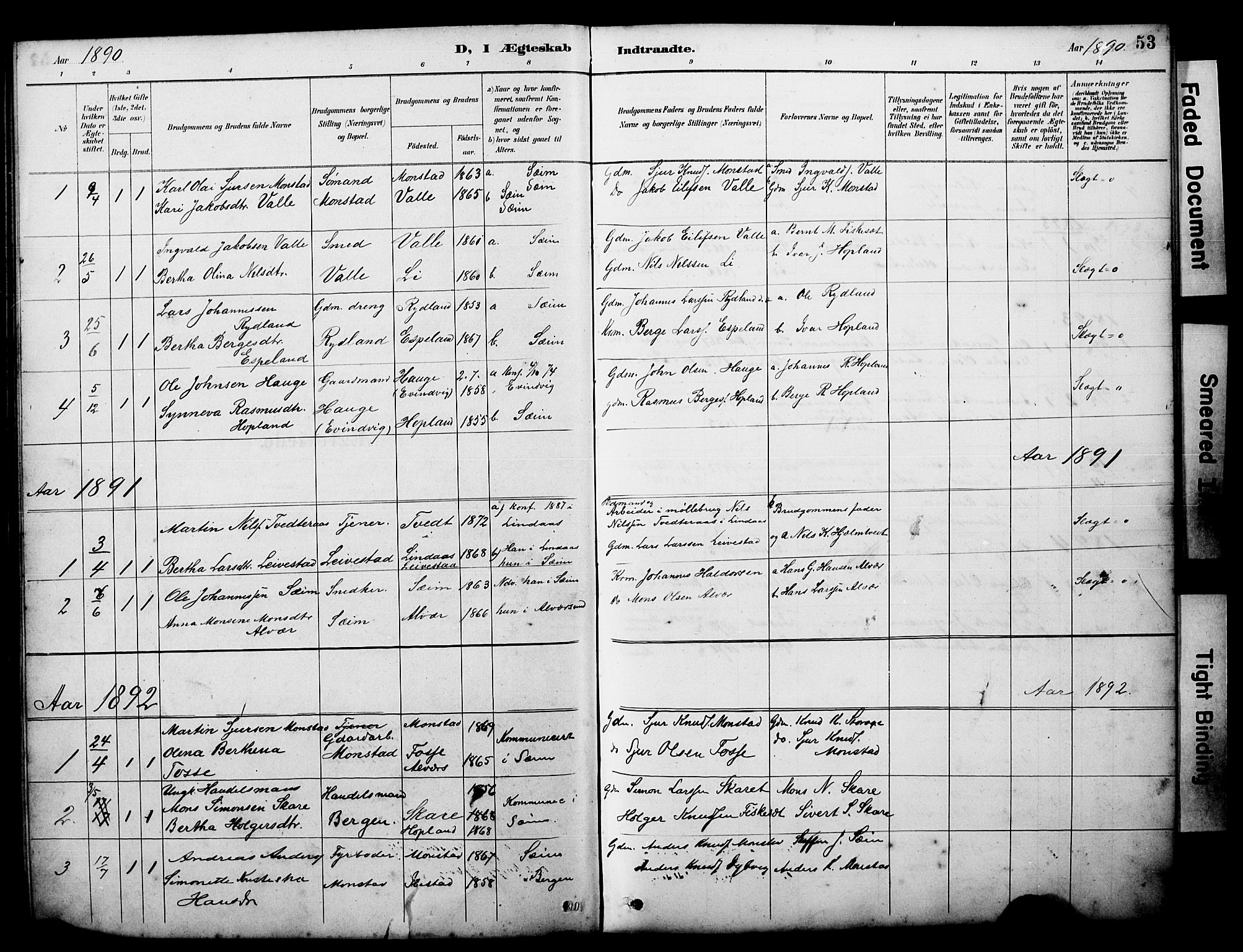 Alversund Sokneprestembete, SAB/A-73901/H/Ha/Hab: Parish register (copy) no. D 3, 1890-1908, p. 53