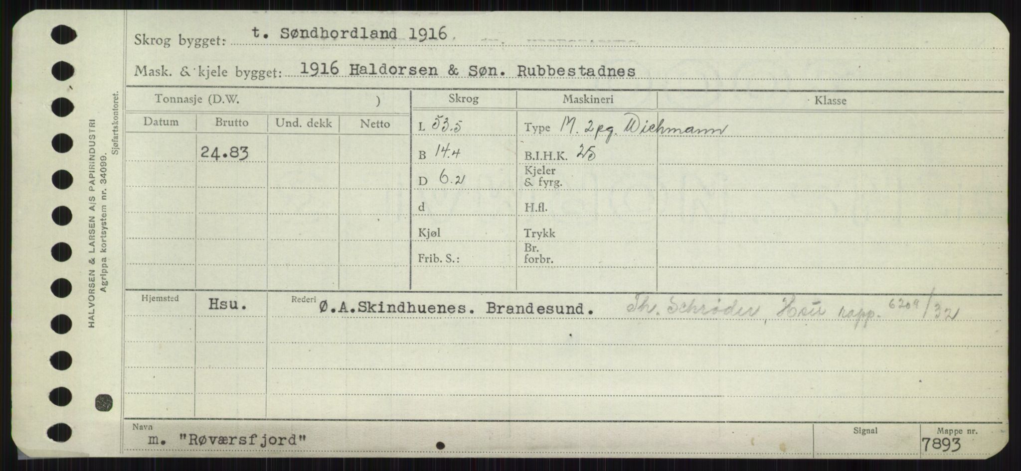 Sjøfartsdirektoratet med forløpere, Skipsmålingen, RA/S-1627/H/Ha/L0004/0002: Fartøy, Mas-R / Fartøy, Odin-R, p. 1009