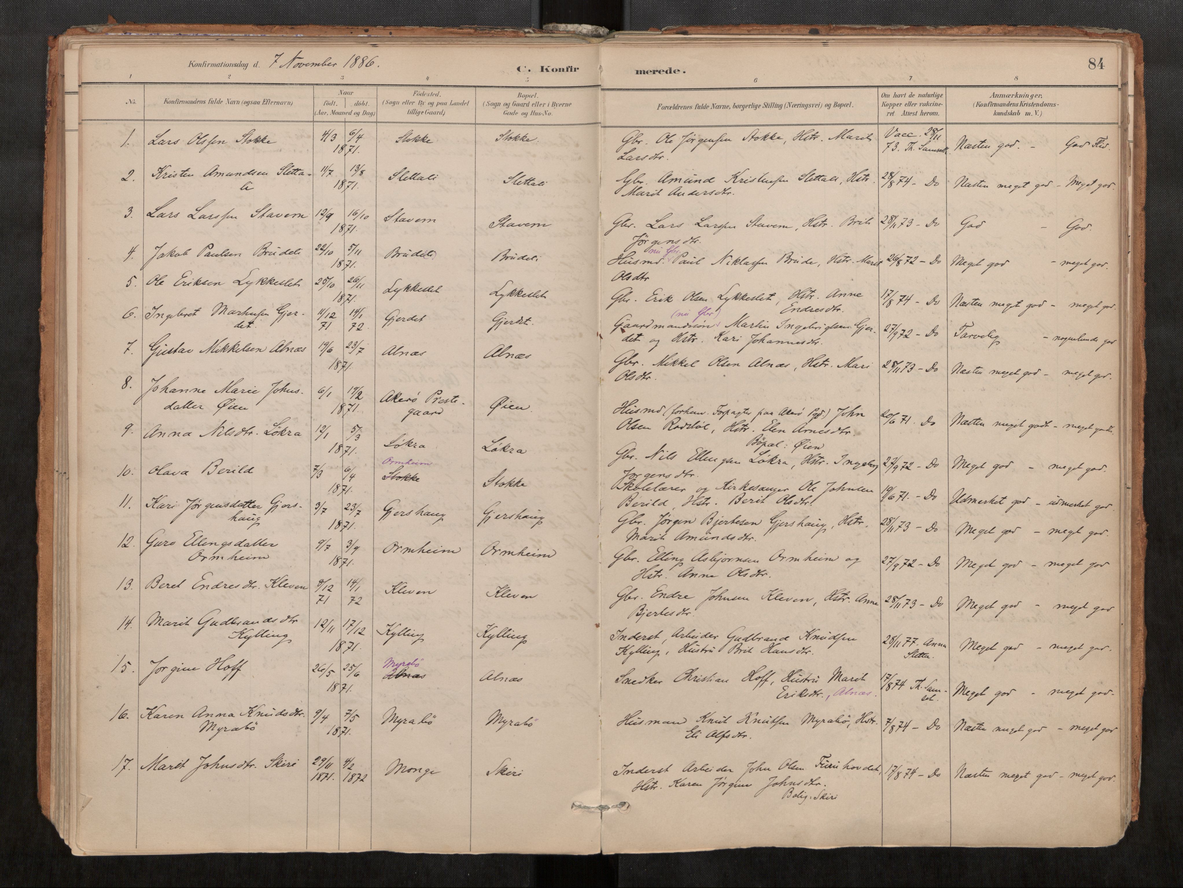 Ministerialprotokoller, klokkerbøker og fødselsregistre - Møre og Romsdal, SAT/A-1454/546/L0599: Parish register (official) no. 546A03, 1882-1920, p. 84