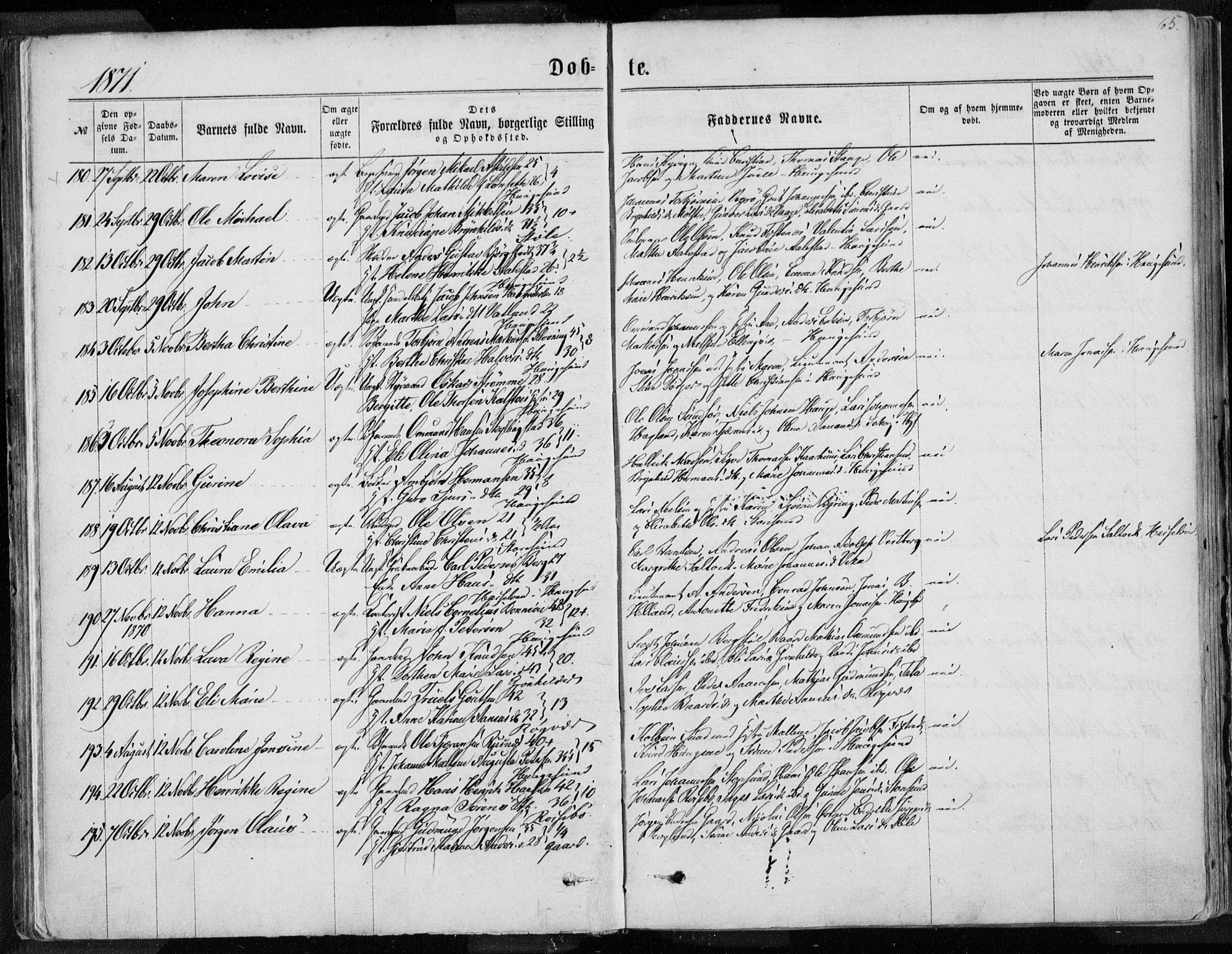 Torvastad sokneprestkontor, AV/SAST-A -101857/H/Ha/Haa/L0012: Parish register (official) no. A 12.1, 1867-1877, p. 65