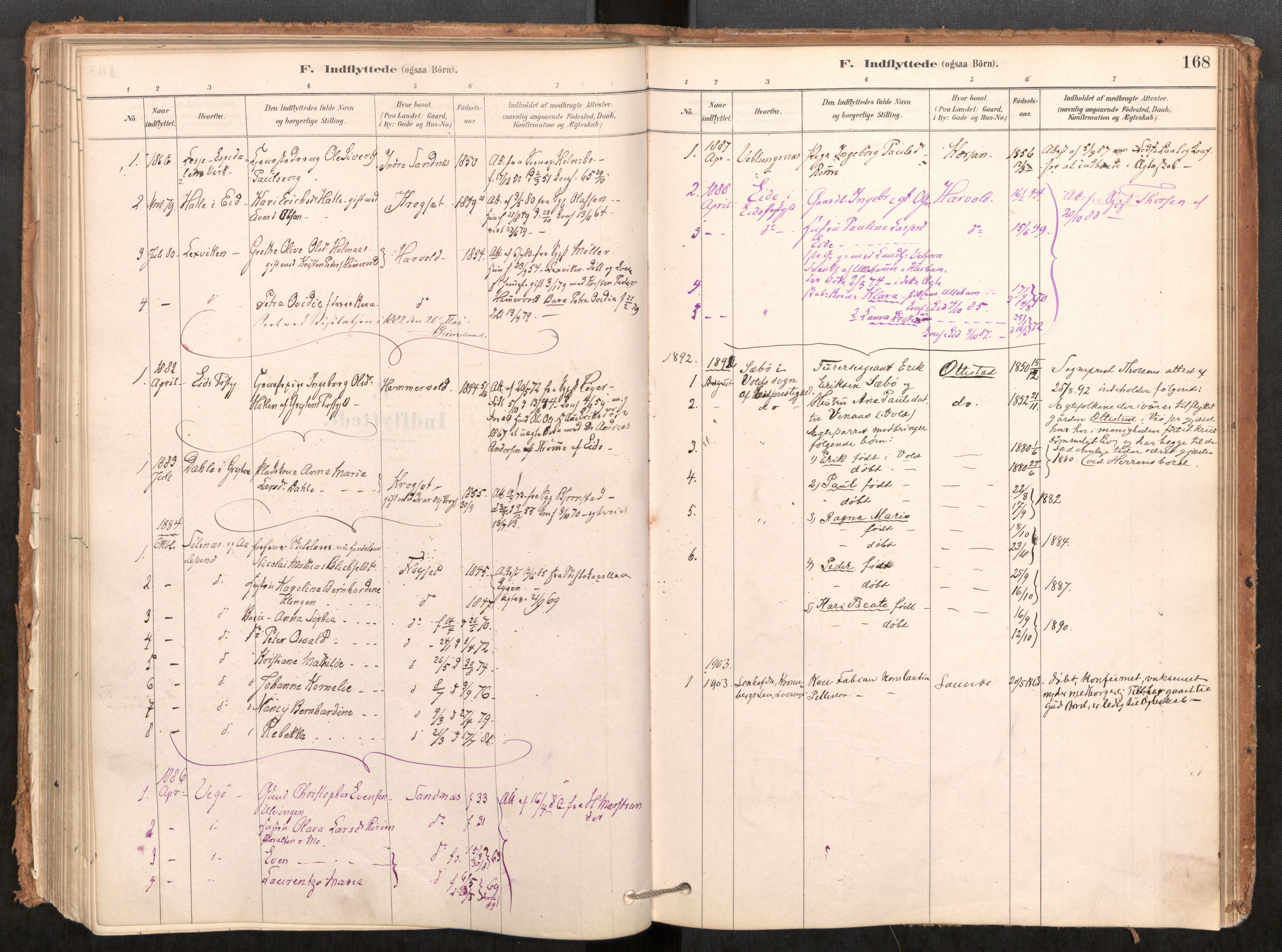 Ministerialprotokoller, klokkerbøker og fødselsregistre - Møre og Romsdal, SAT/A-1454/548/L0615: Parish register (official) no. 548A02, 1878-1906, p. 168