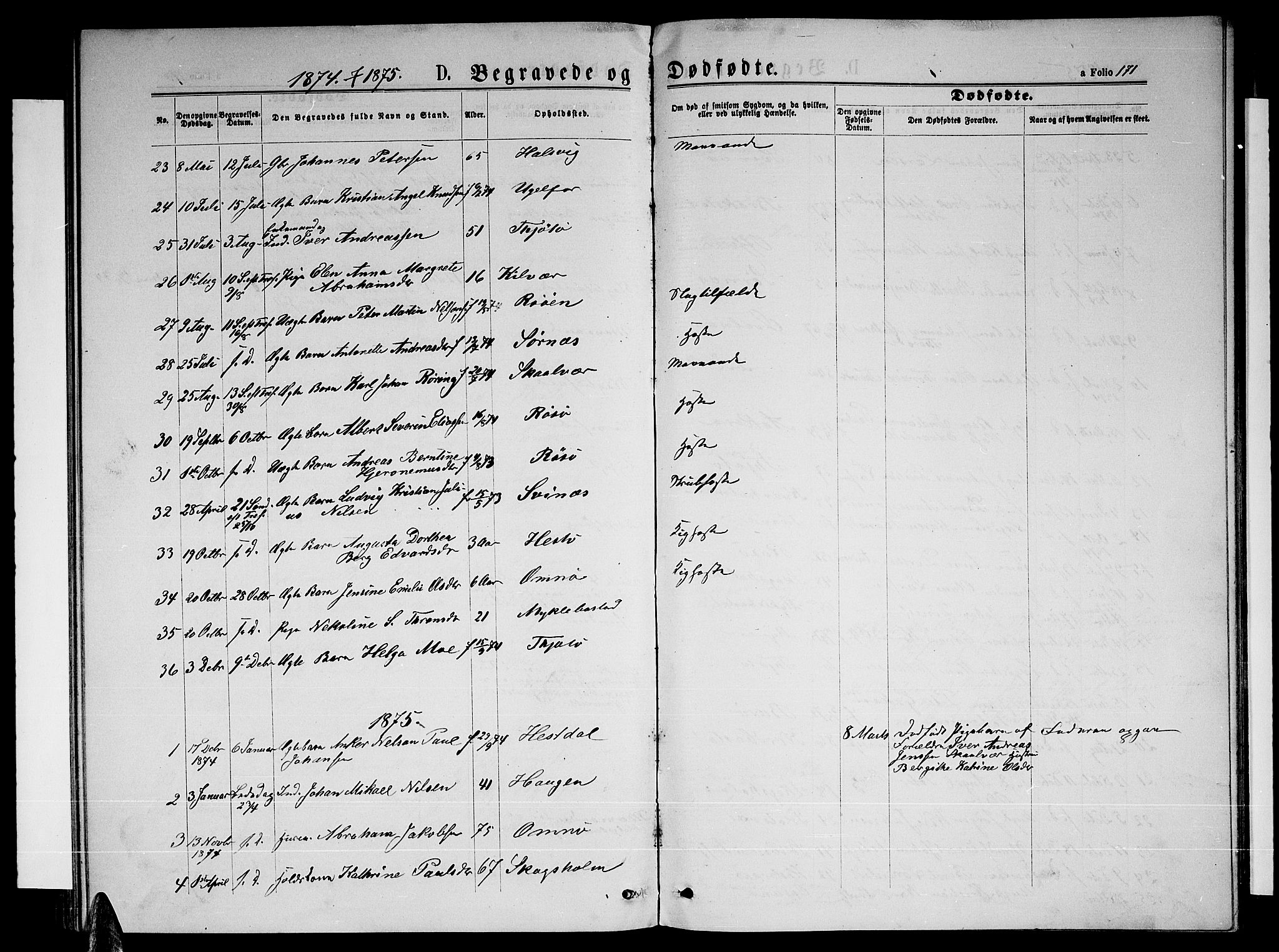 Ministerialprotokoller, klokkerbøker og fødselsregistre - Nordland, AV/SAT-A-1459/817/L0267: Parish register (copy) no. 817C02, 1870-1883, p. 171