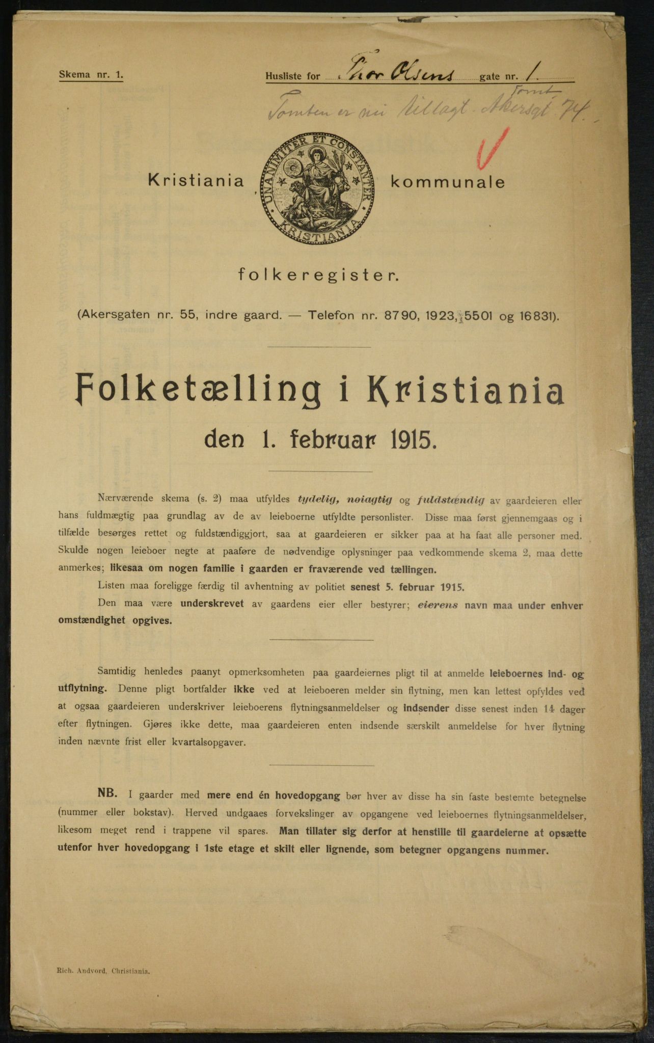 OBA, Municipal Census 1915 for Kristiania, 1915, p. 109530