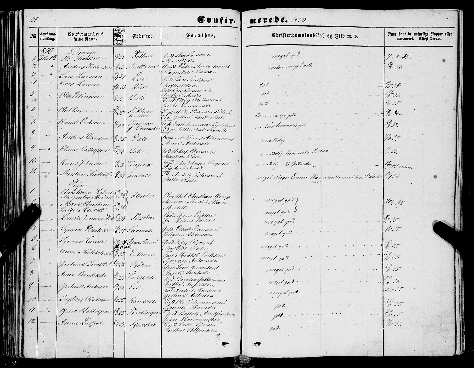 Balestrand sokneprestembete, AV/SAB-A-79601/H/Haa/Haaa/L0002: Parish register (official) no. A 2, 1847-1866, p. 105