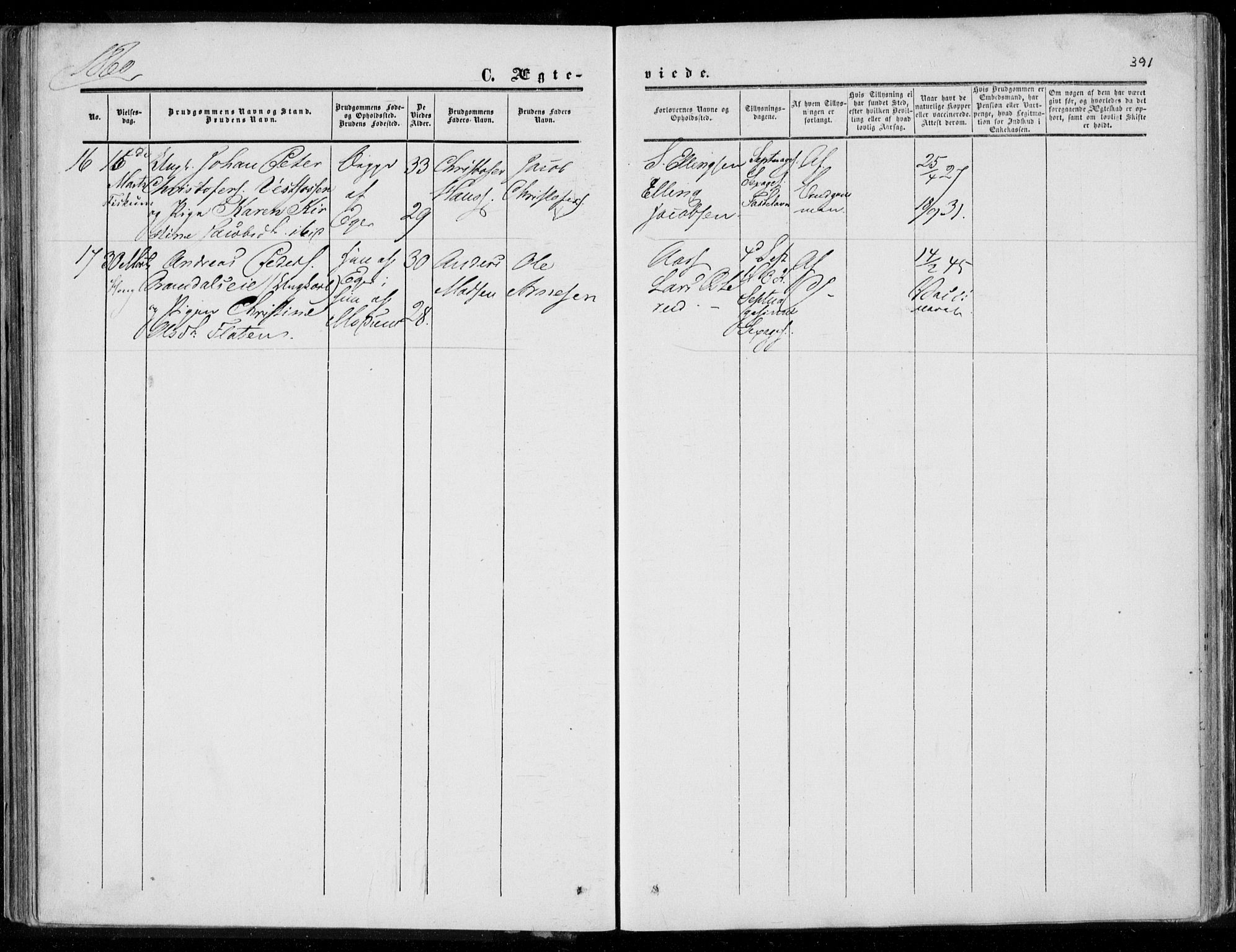 Eiker kirkebøker, AV/SAKO-A-4/F/Fa/L0015b: Parish register (official) no. I 15B, 1854-1860, p. 391