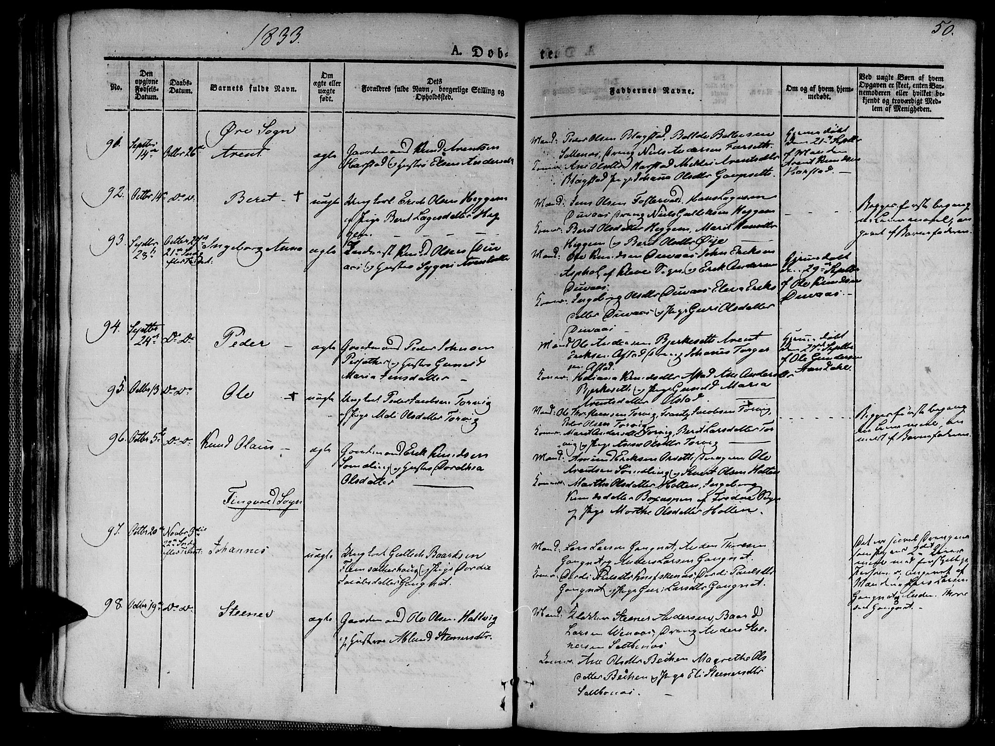 Ministerialprotokoller, klokkerbøker og fødselsregistre - Møre og Romsdal, AV/SAT-A-1454/586/L0983: Parish register (official) no. 586A09, 1829-1843, p. 50