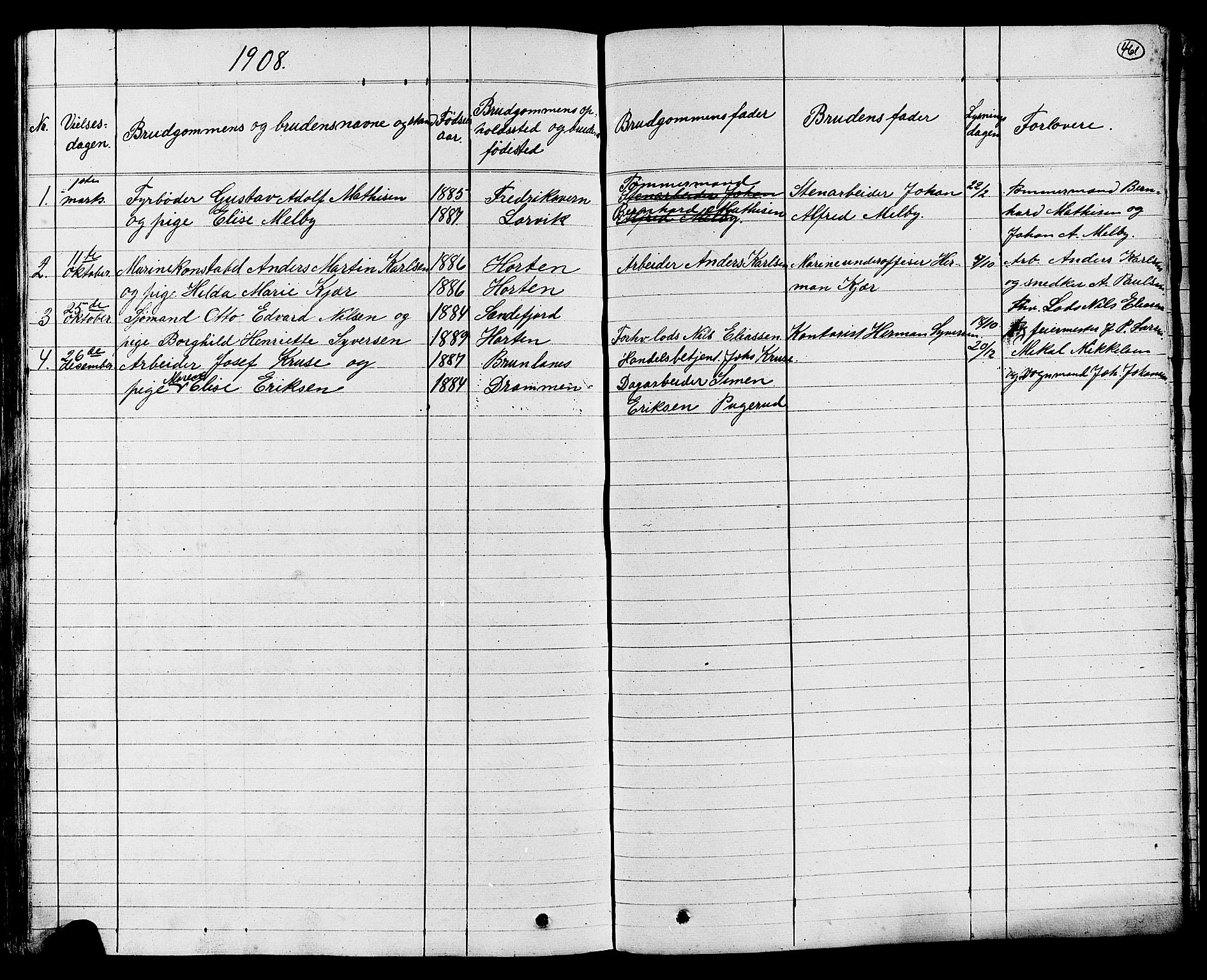 Stavern kirkebøker, SAKO/A-318/G/Ga/L0002: Parish register (copy) no. 2, 1839-1909, p. 461