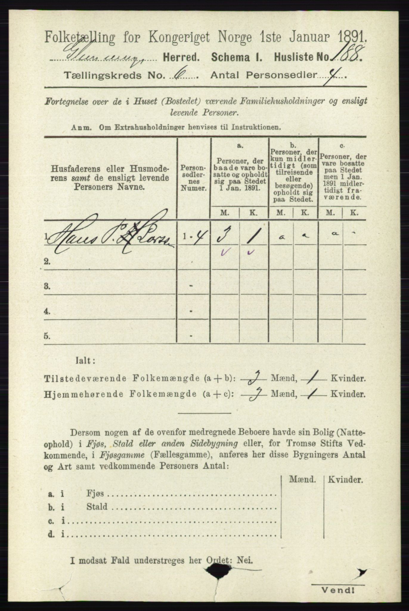 RA, 1891 census for 0132 Glemmen, 1891, p. 7503