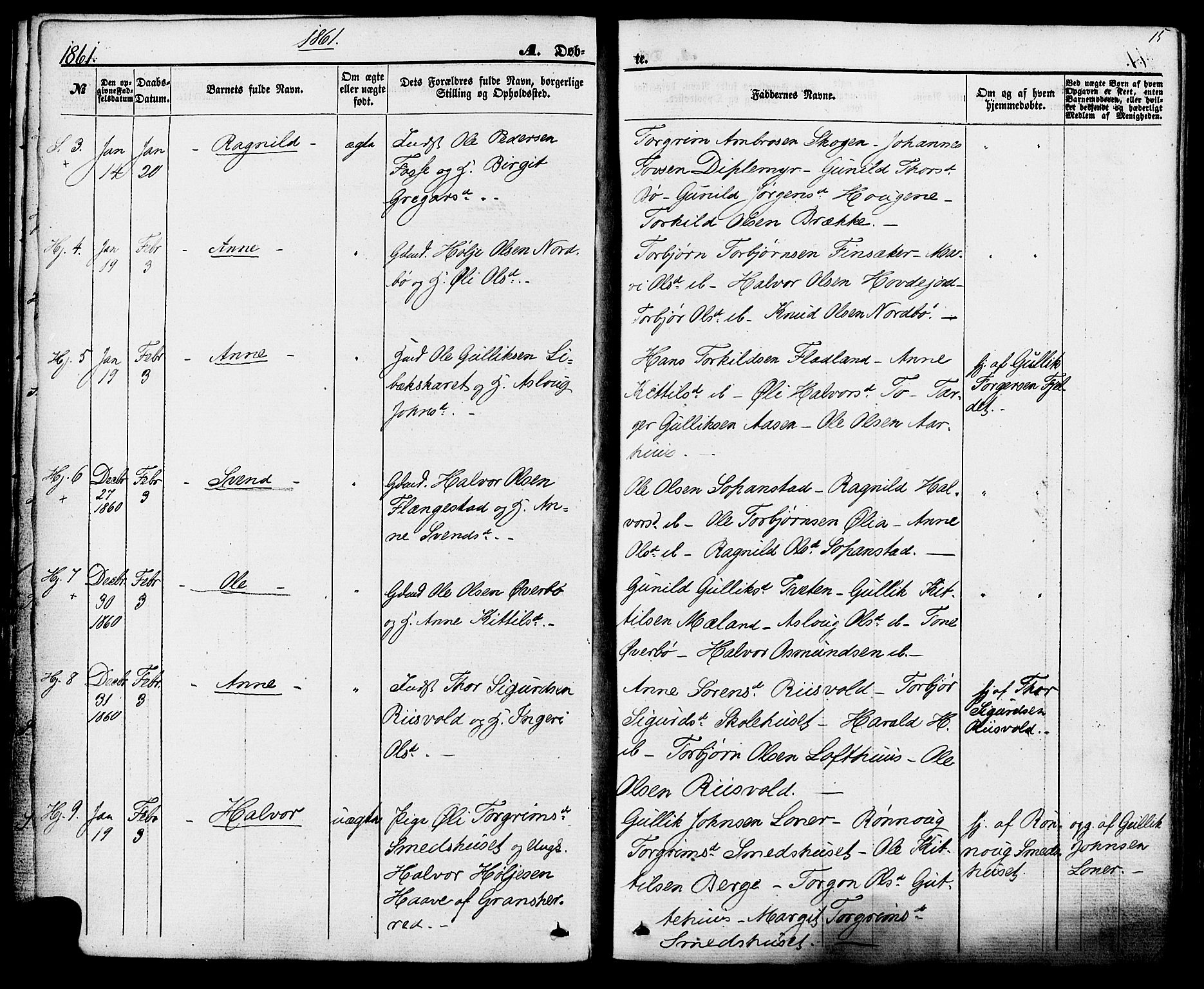 Hjartdal kirkebøker, SAKO/A-270/F/Fa/L0009: Parish register (official) no. I 9, 1860-1879, p. 15