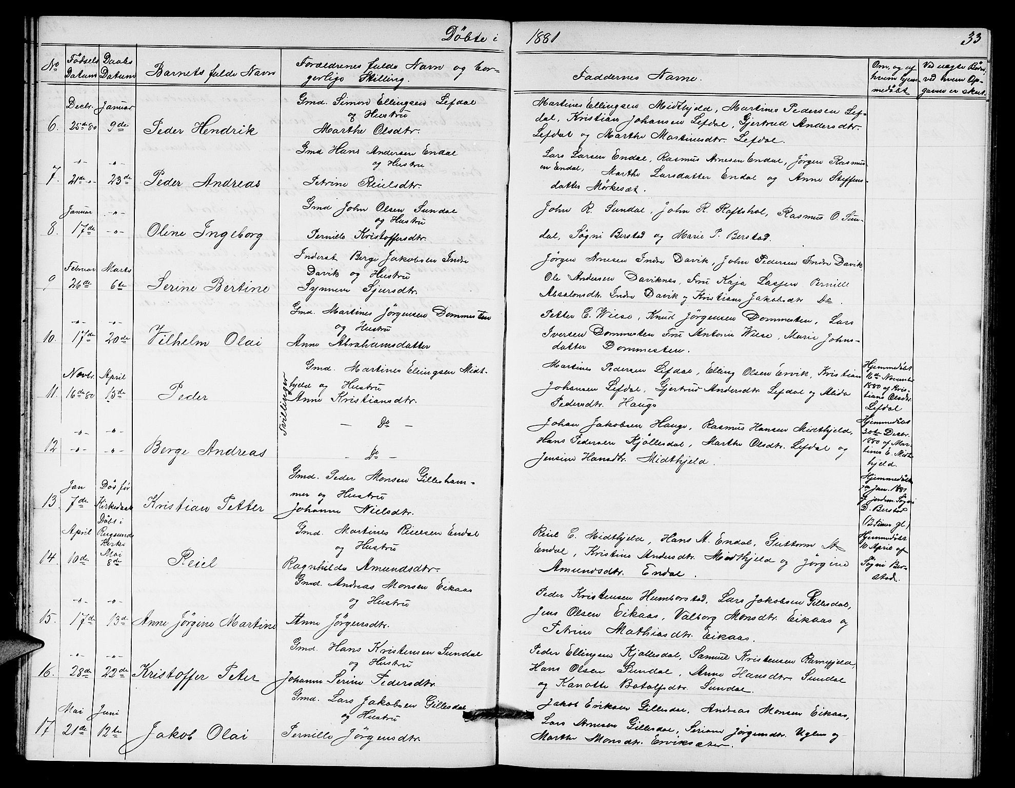 Davik sokneprestembete, AV/SAB-A-79701/H/Hab/Haba/L0001: Parish register (copy) no. A 1, 1866-1889, p. 33