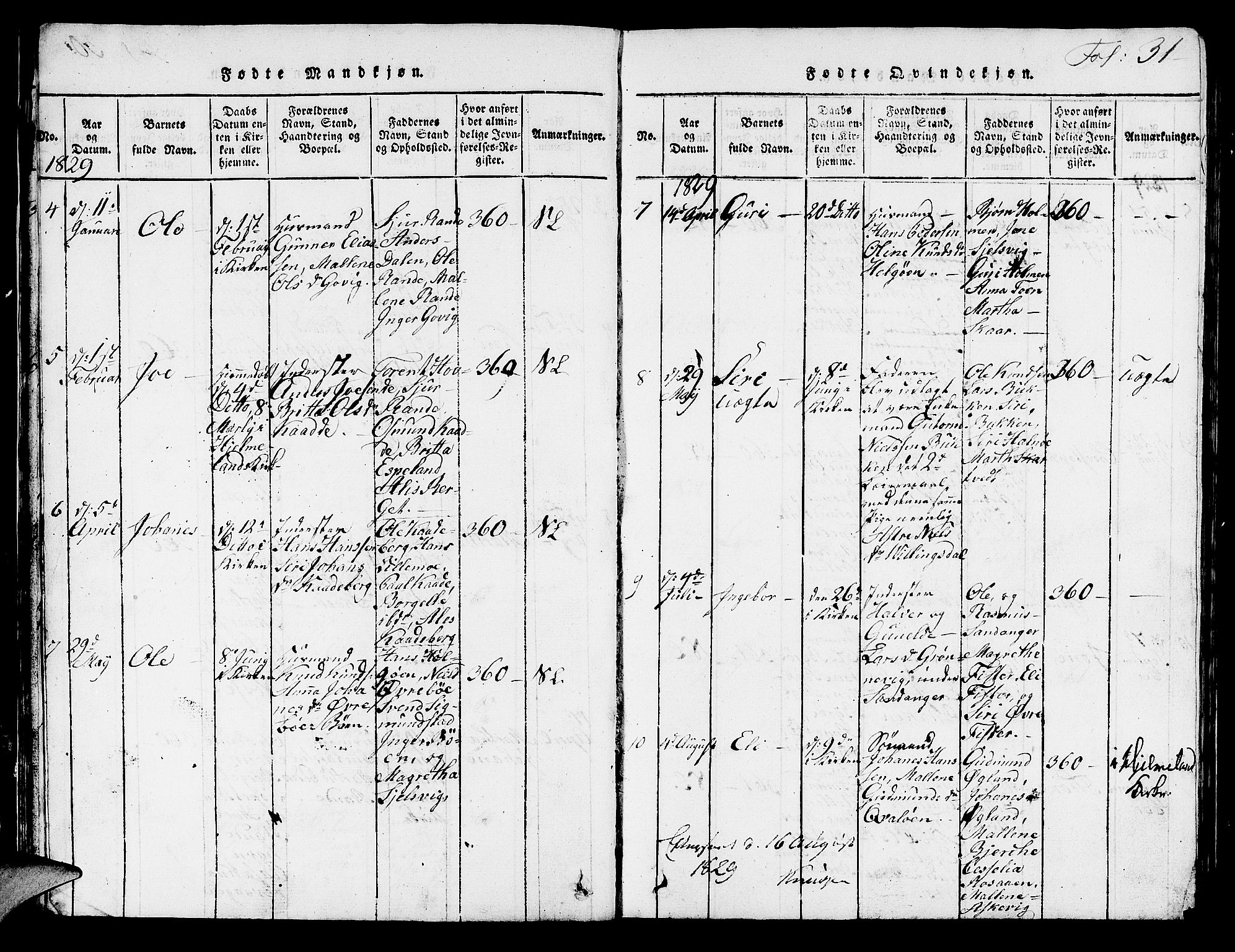 Hjelmeland sokneprestkontor, AV/SAST-A-101843/01/V/L0003: Parish register (copy) no. B 3, 1816-1841, p. 31